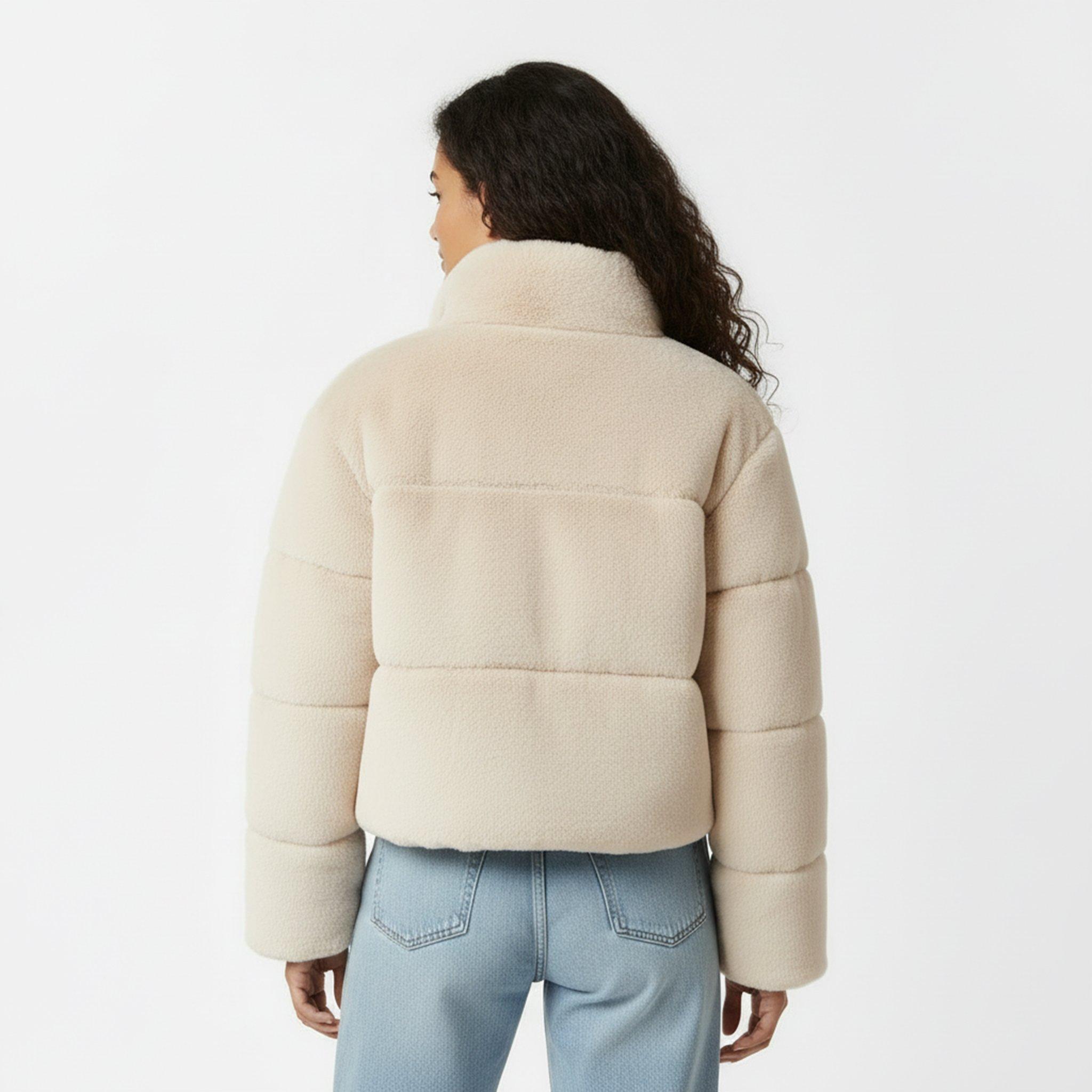 Cream - Jack Wills - Women's JW Fur Long Sleeve Short Puffer Jacket - 4