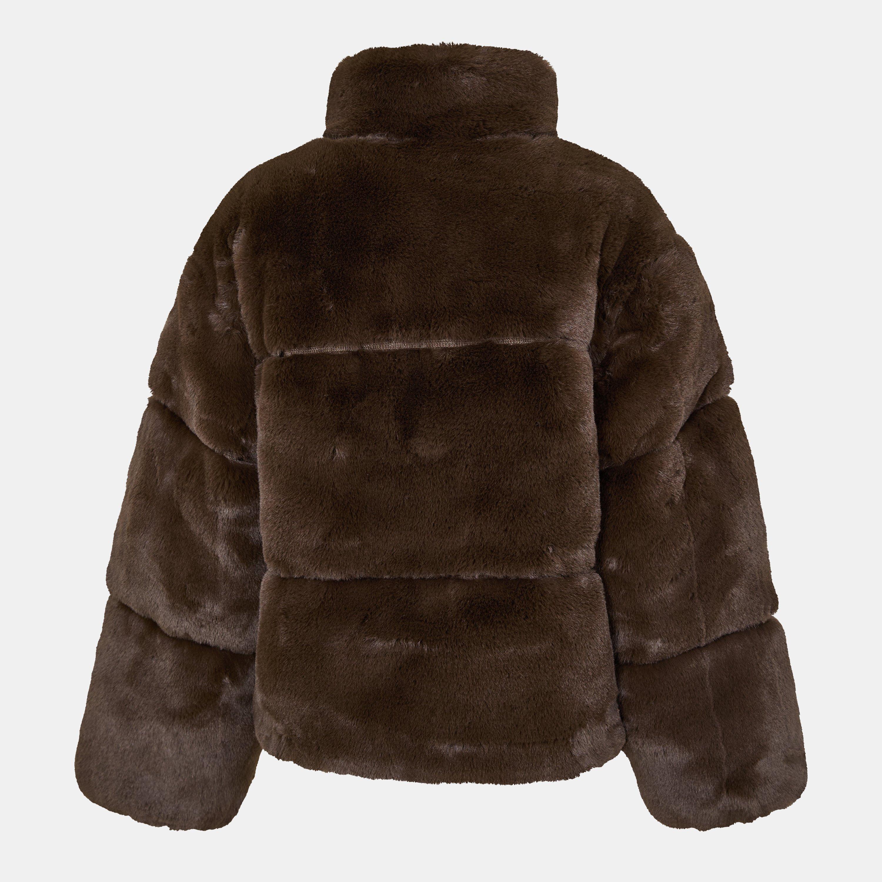 Schokolade - Jack Wills - Women's JW Fur Long Sleeve Short Puffer Jacket - 2