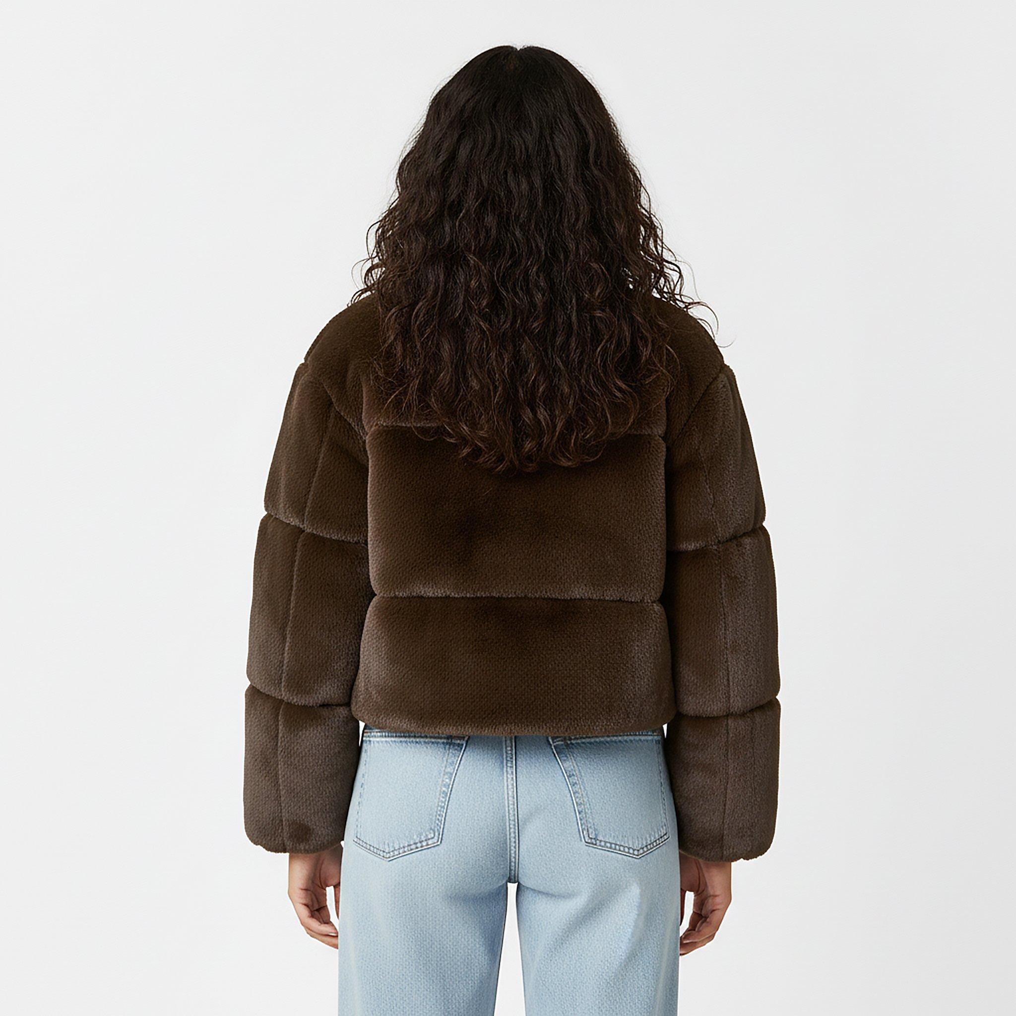 Schokolade - Jack Wills - Women's JW Fur Long Sleeve Short Puffer Jacket - 4