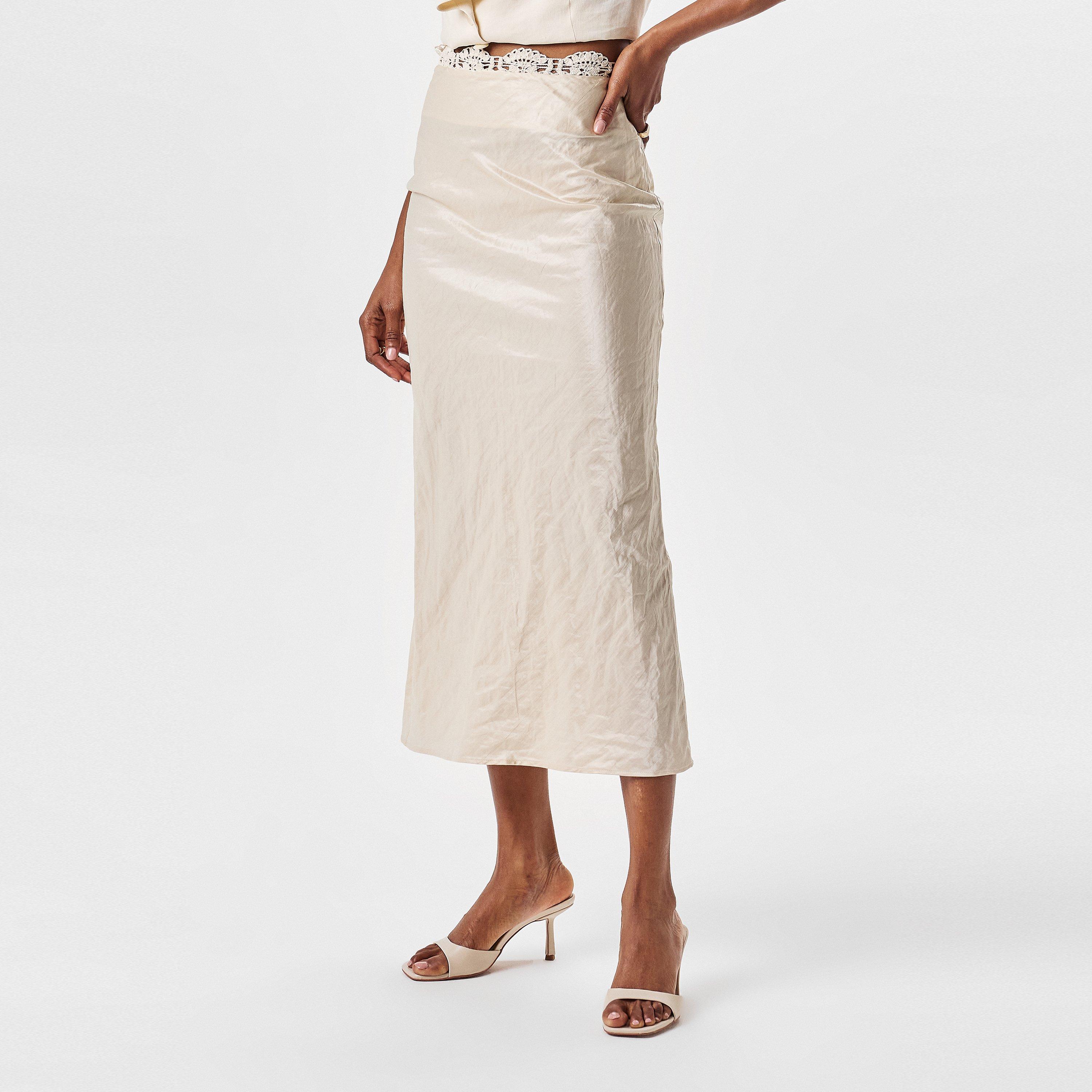 Cream - Magda Butrym - Women's Silk Slip Skirt - 3