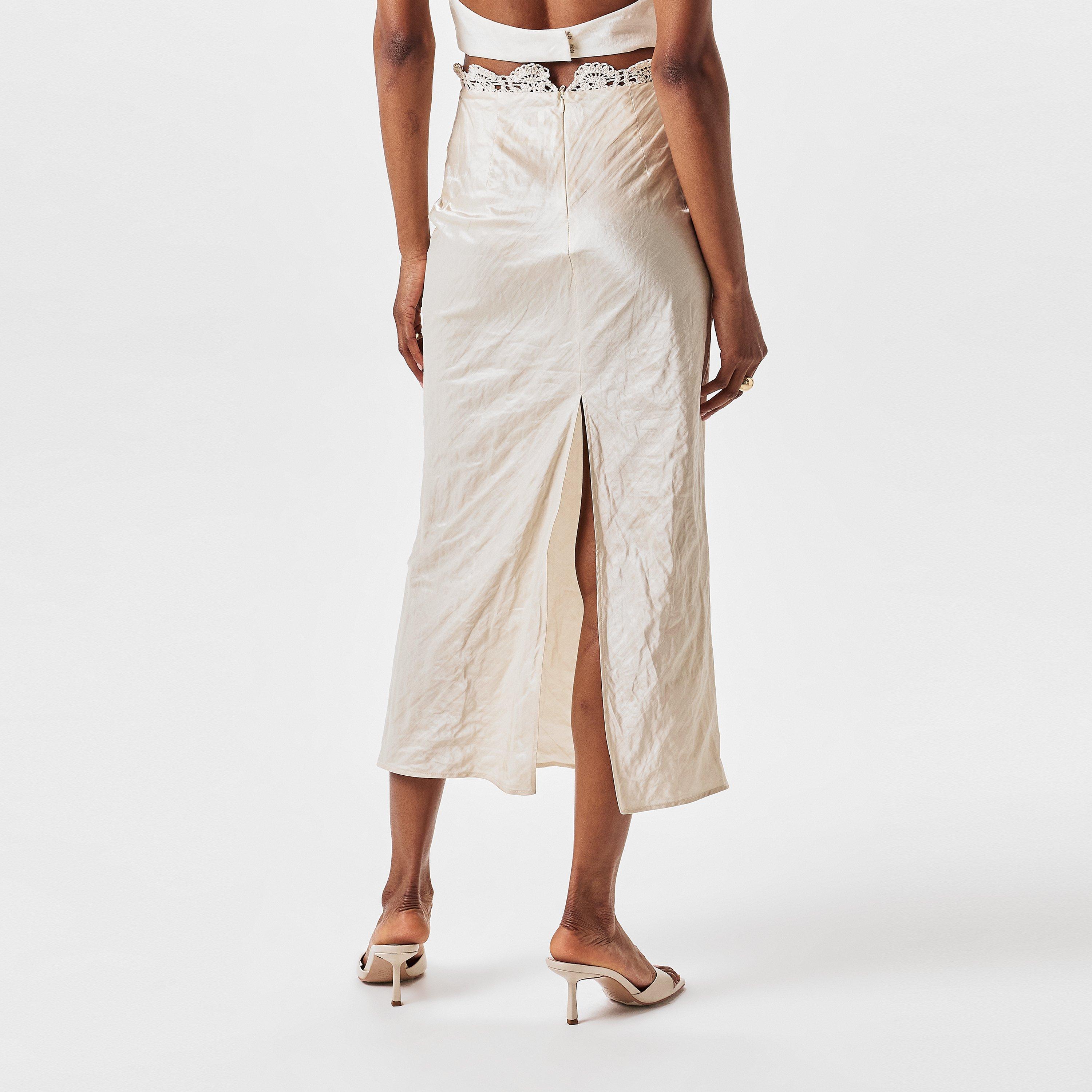 Cream - Magda Butrym - Women's Silk Slip Skirt - 4