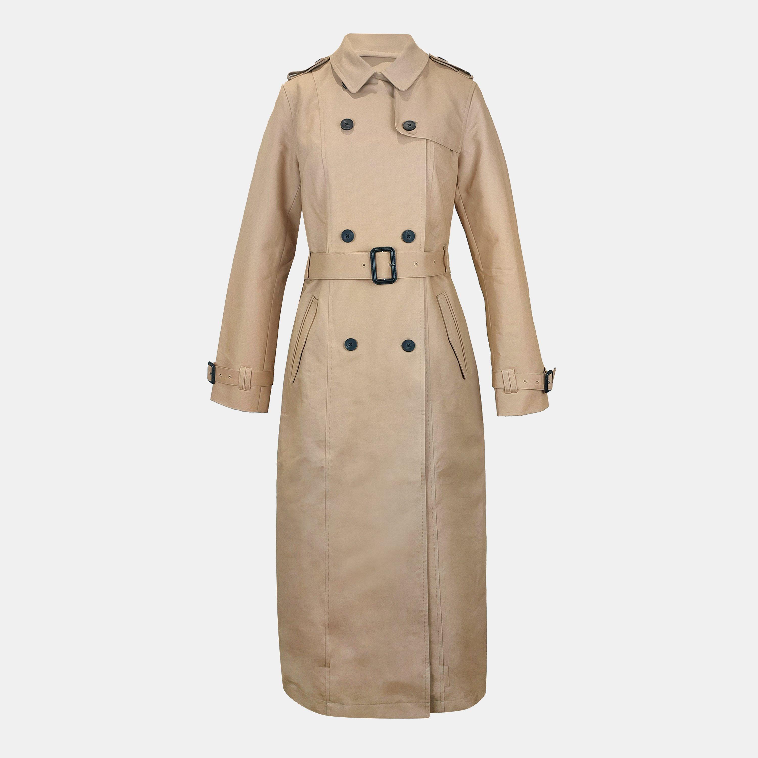 Stone - Jack Wills - Women's JW Maxi Trench Water Resistant Cotton Long Sleeve Short Puffer Jacket - 1