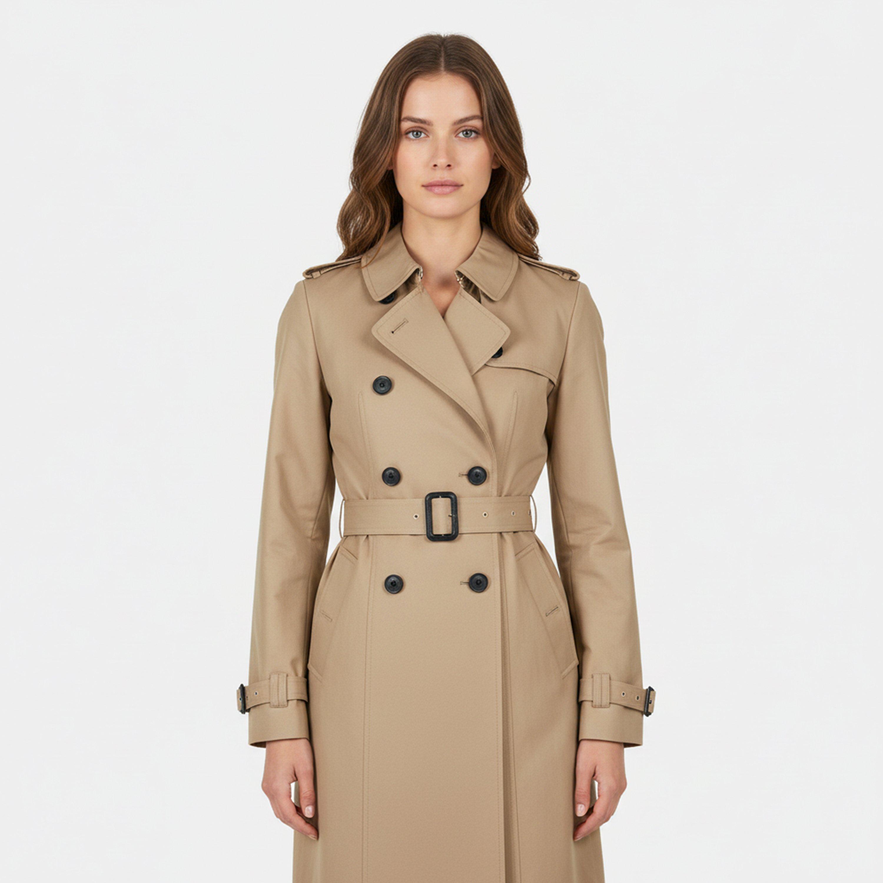 Stone - Jack Wills - Women's JW Maxi Trench Water Resistant Cotton Long Sleeve Short Puffer Jacket - 3