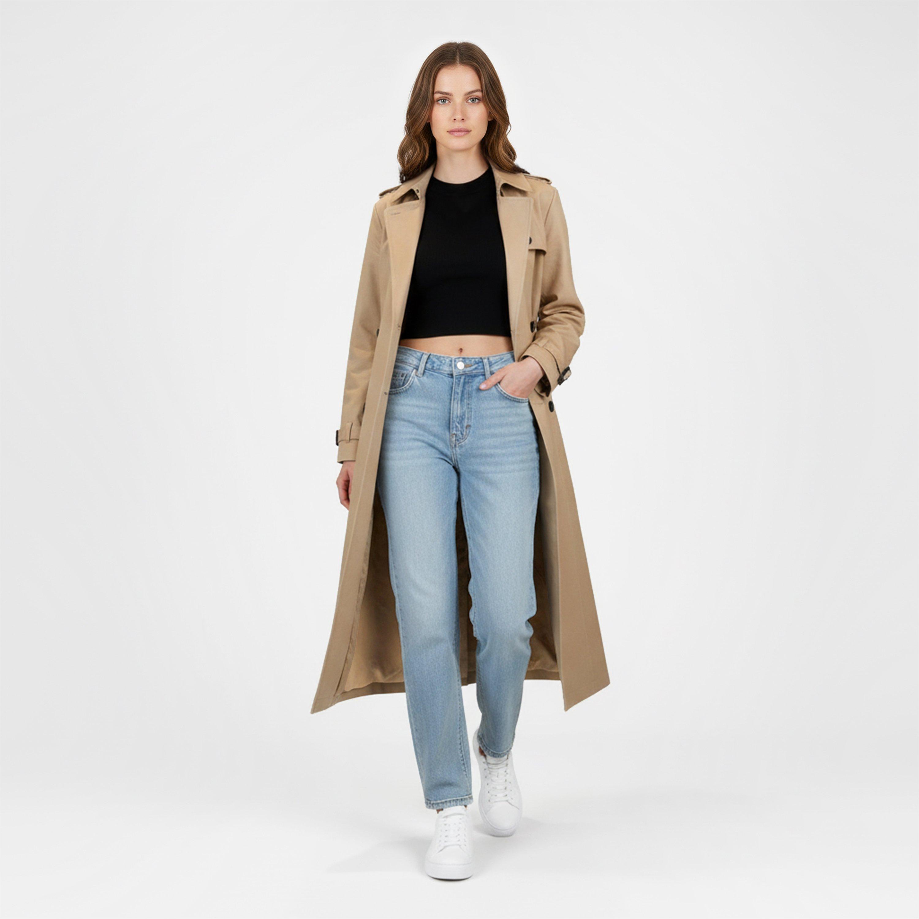 Stone - Jack Wills - Women's JW Maxi Trench Water Resistant Cotton Long Sleeve Short Puffer Jacket - 5