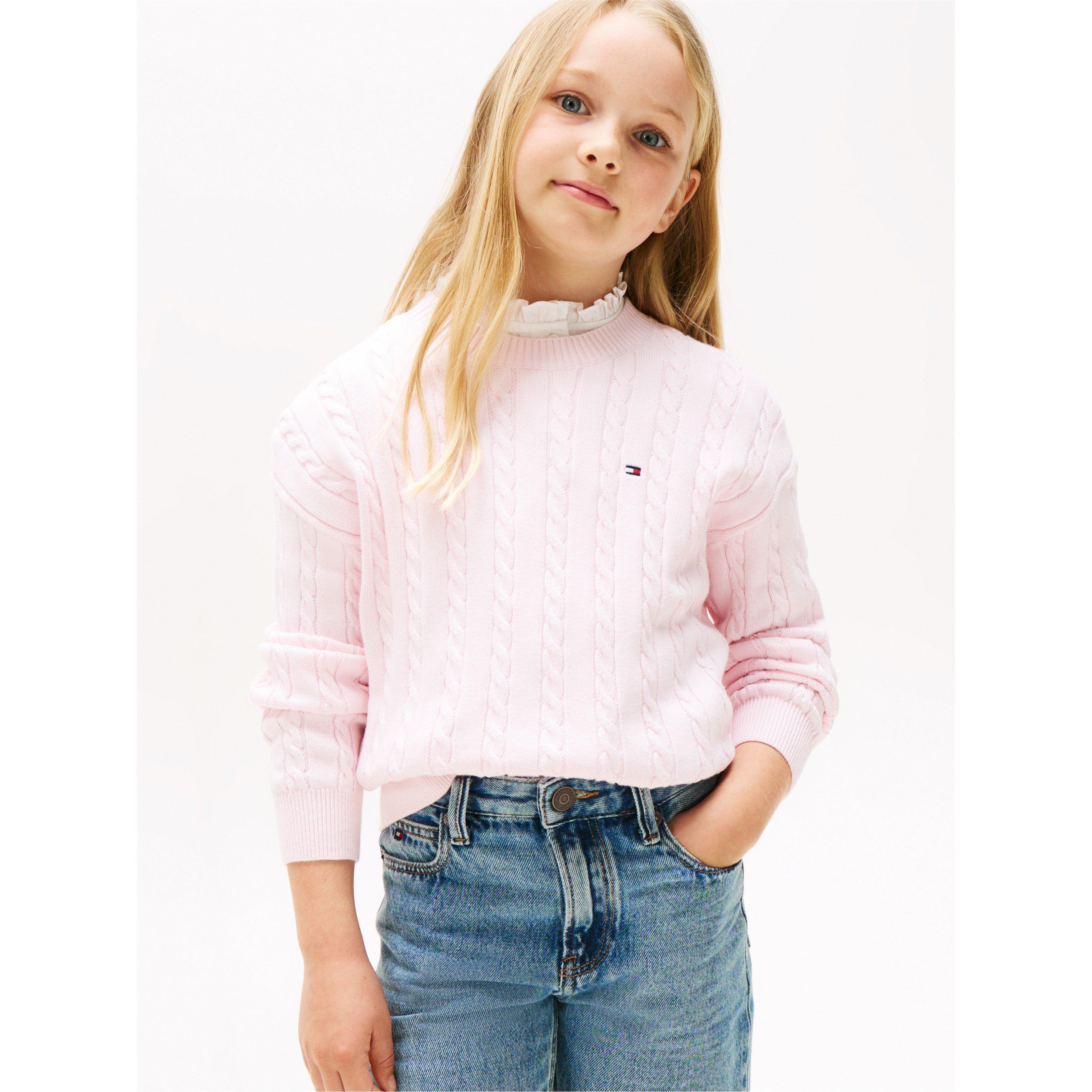 Light Pink TOG - Tommy Hilfiger - Kids' Cable Knit Crew Neck Jumper - 2