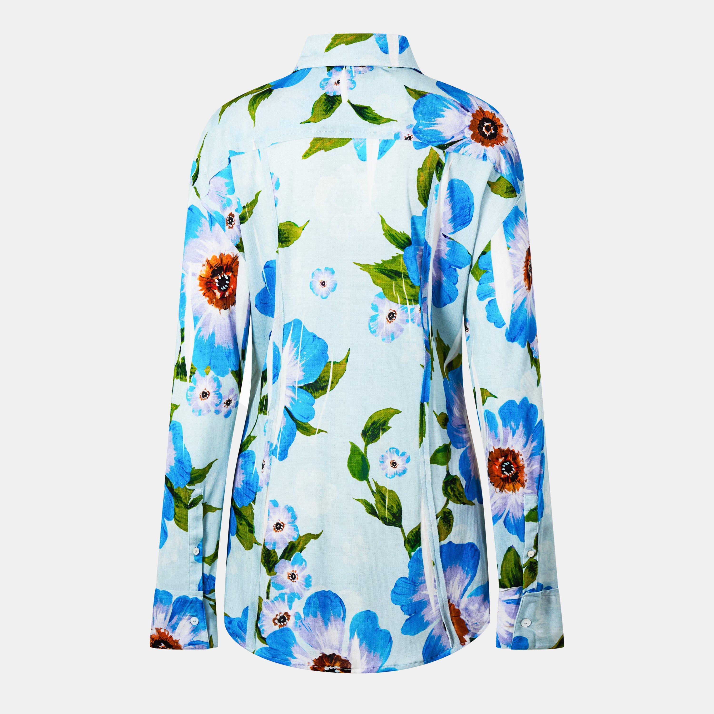 Multi Blue - Acne Studios - Women's Suri Long-Sleeve Patterned Shirt - 2