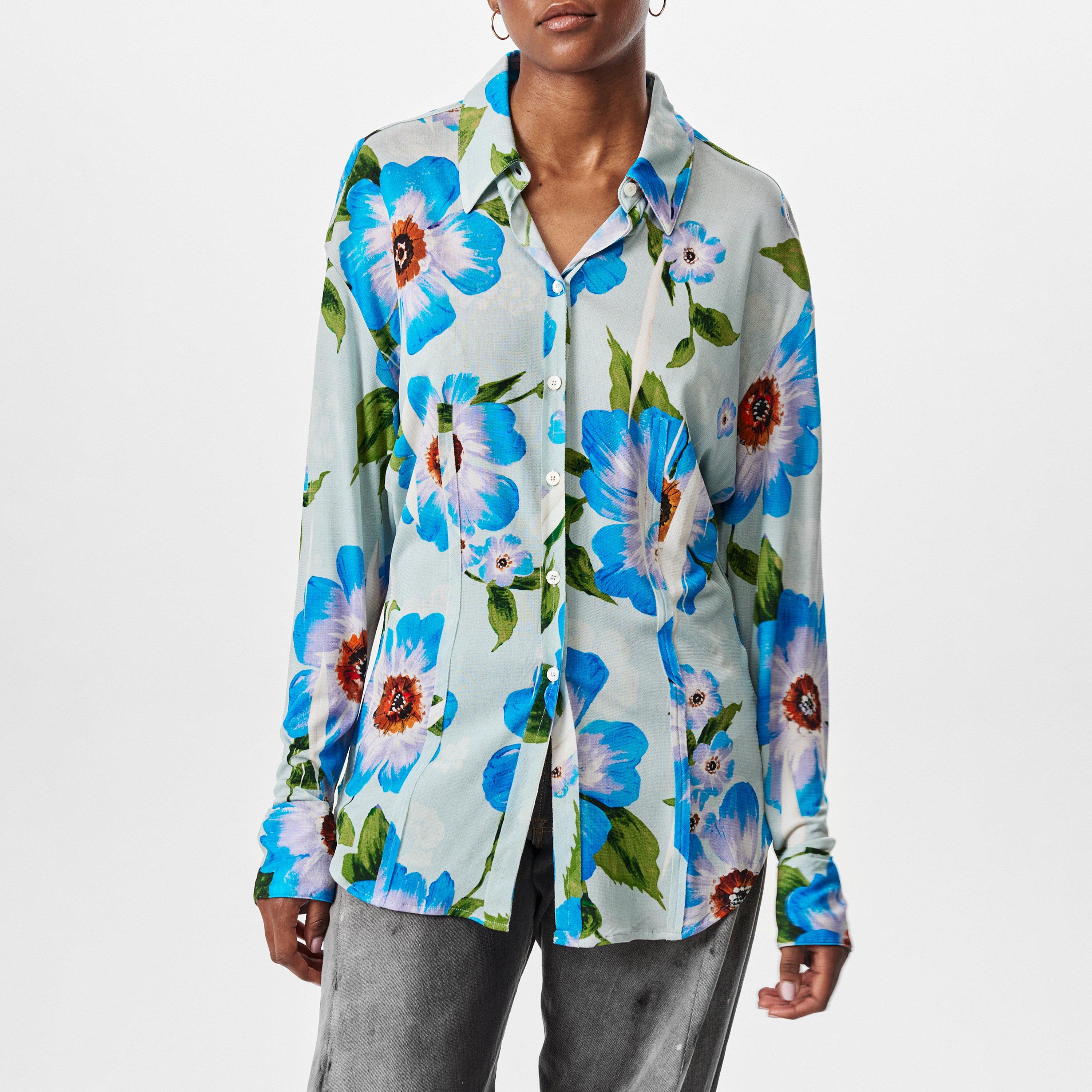 Multi Blue - Acne Studios - Women's Suri Long-Sleeve Patterned Shirt - 3