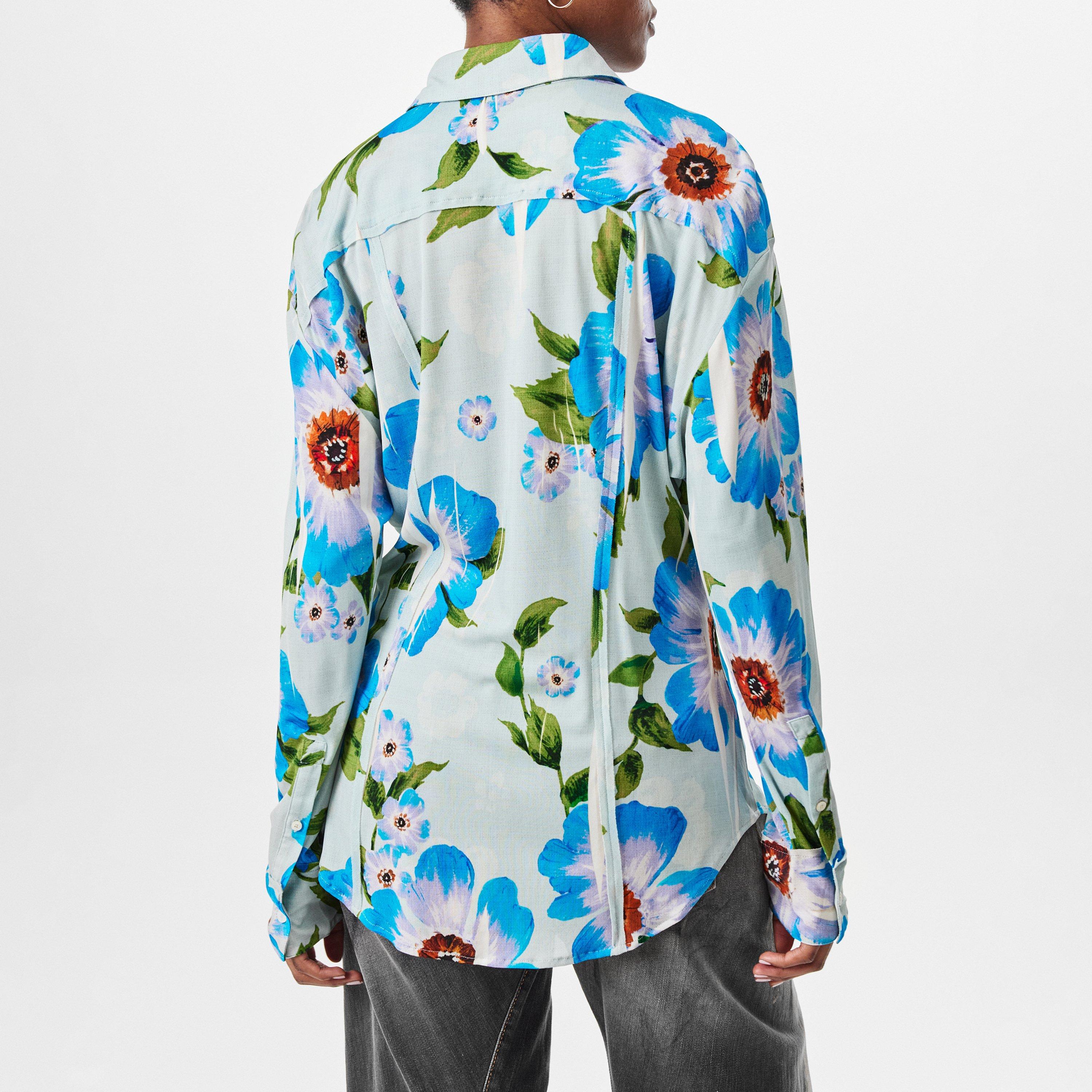 Multi Blue - Acne Studios - Women's Suri Long-Sleeve Patterned Shirt - 4