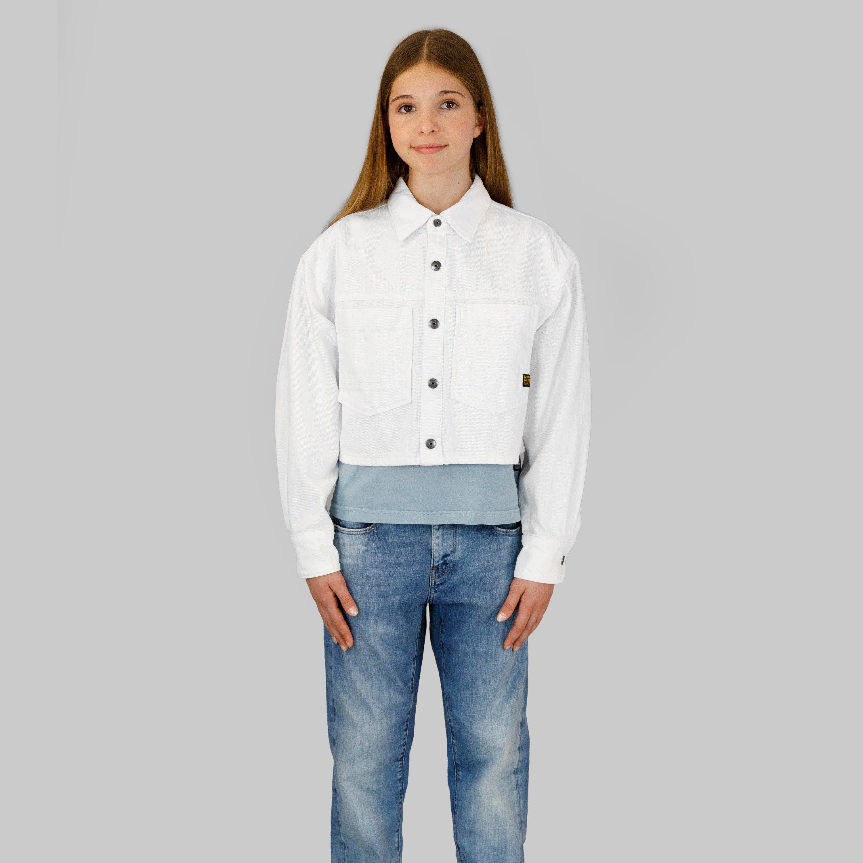 G Star Girls Kids' Cropped Denim Jacket White - 8Y