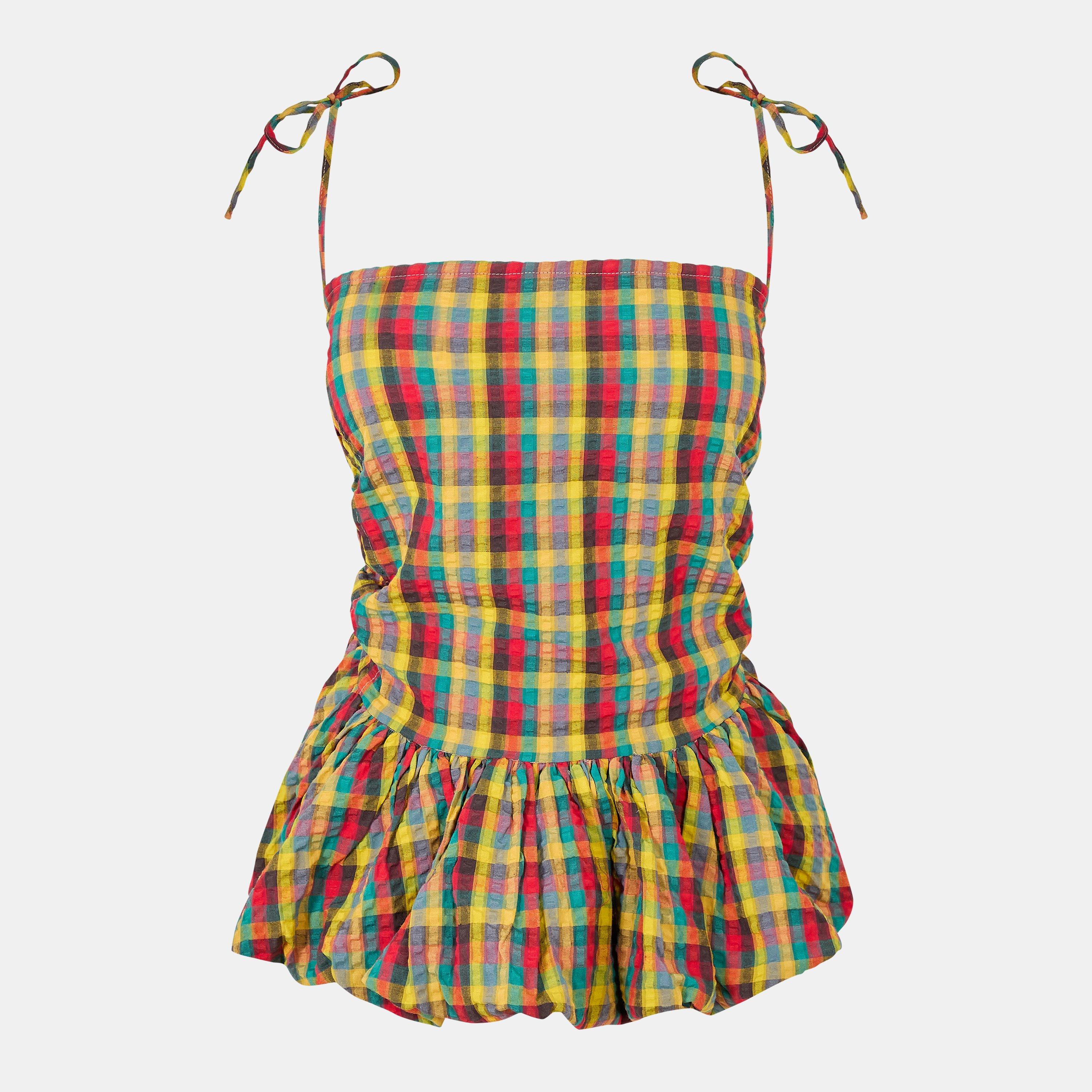 Red/Green Chk - AmyLynn - Women's Sabrina Peplum Top - 1