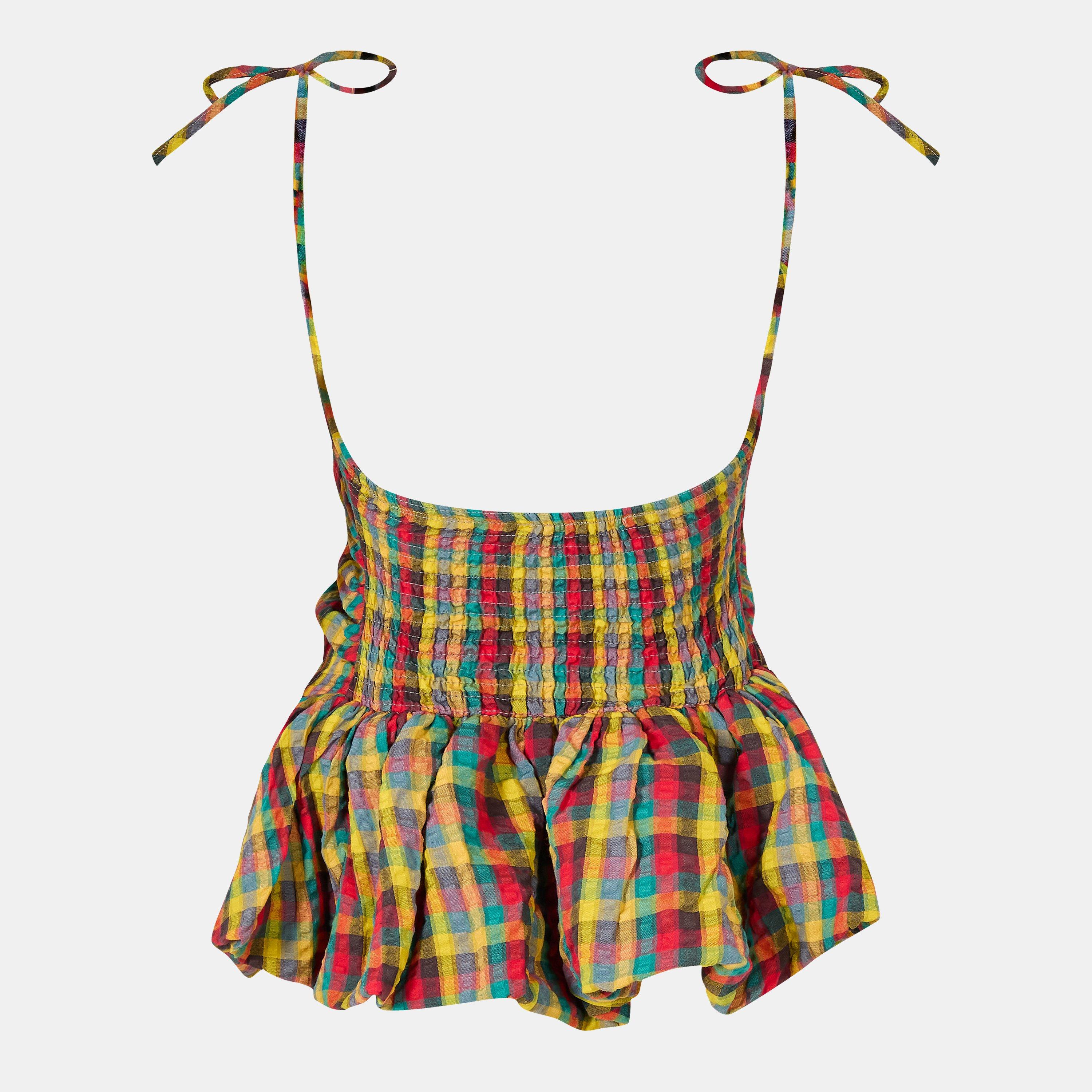 Red/Green Chk - AmyLynn - Women's Sabrina Peplum Top - 2