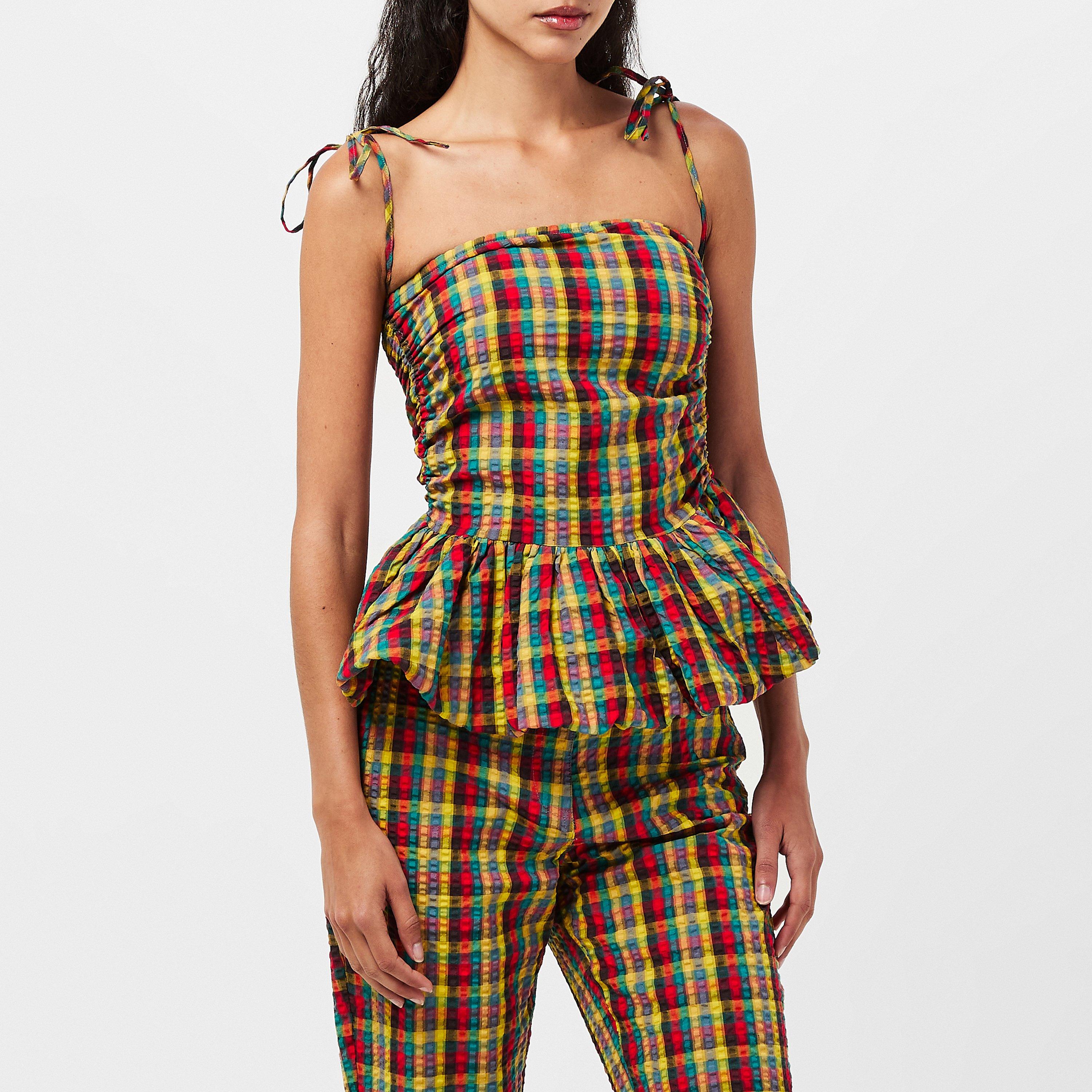 Red/Green Chk - AmyLynn - Women's Sabrina Peplum Top - 3