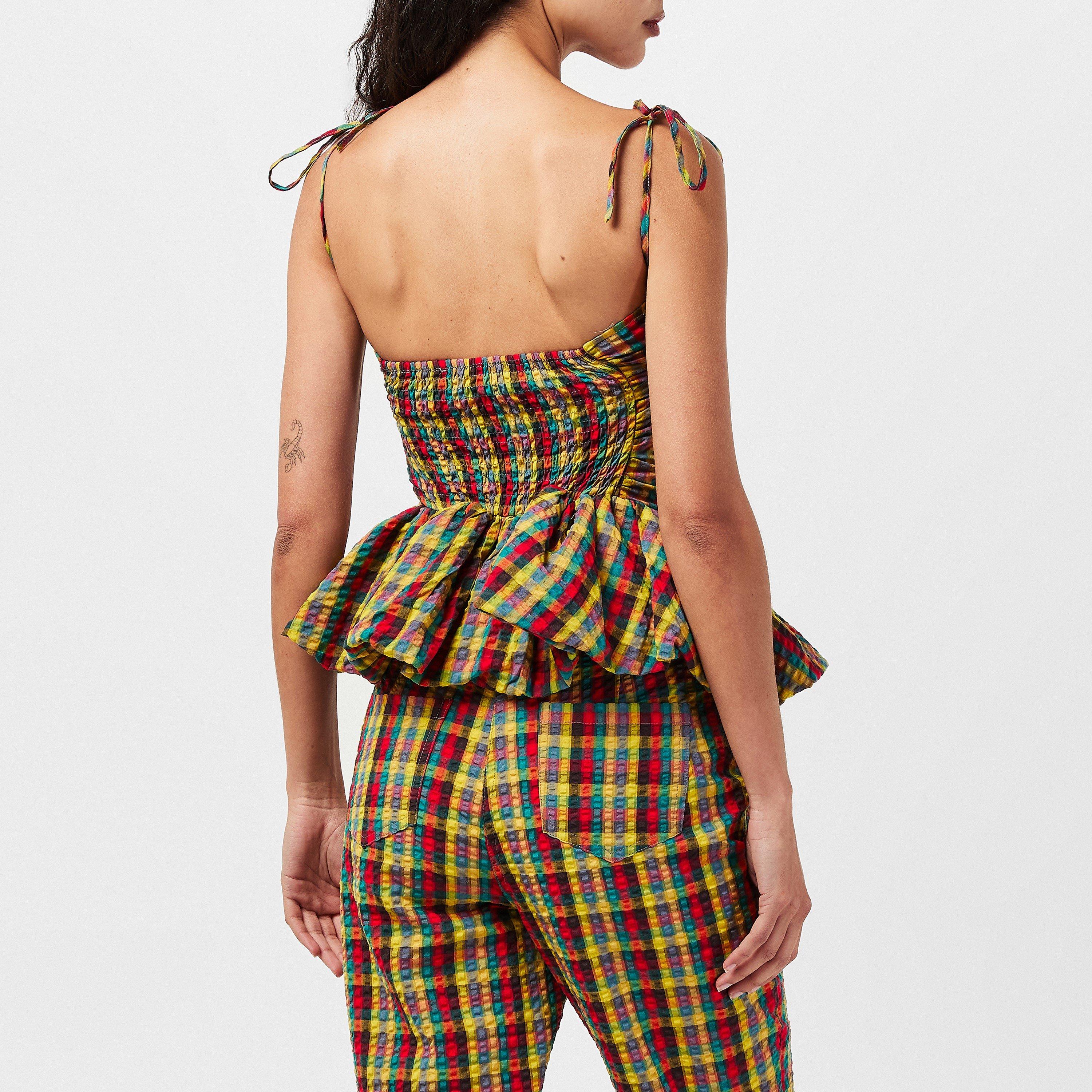 Red/Green Chk - AmyLynn - Women's Sabrina Peplum Top - 4