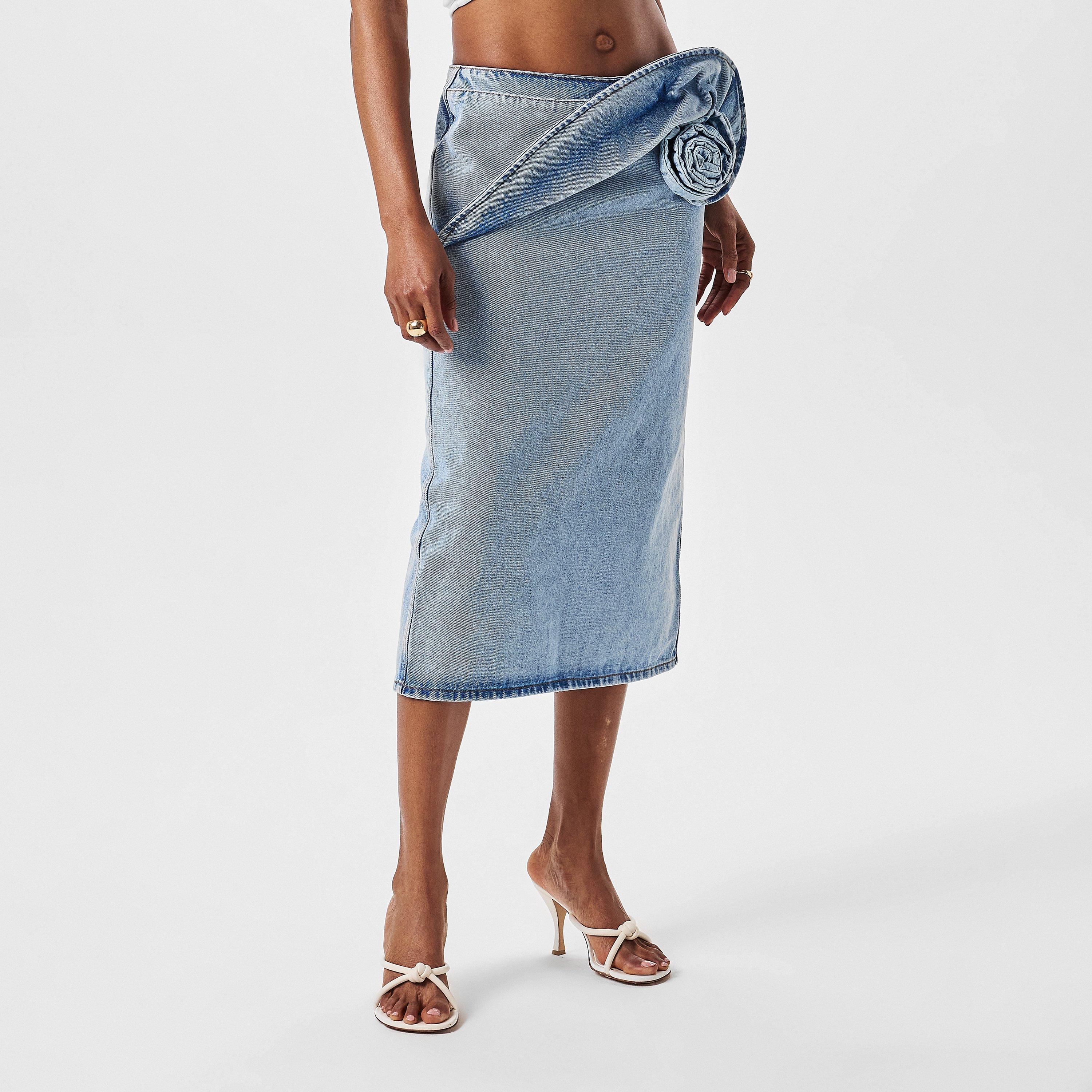 Light Blue - Magda Butrym - Women's Denim Midi Skirt - 3