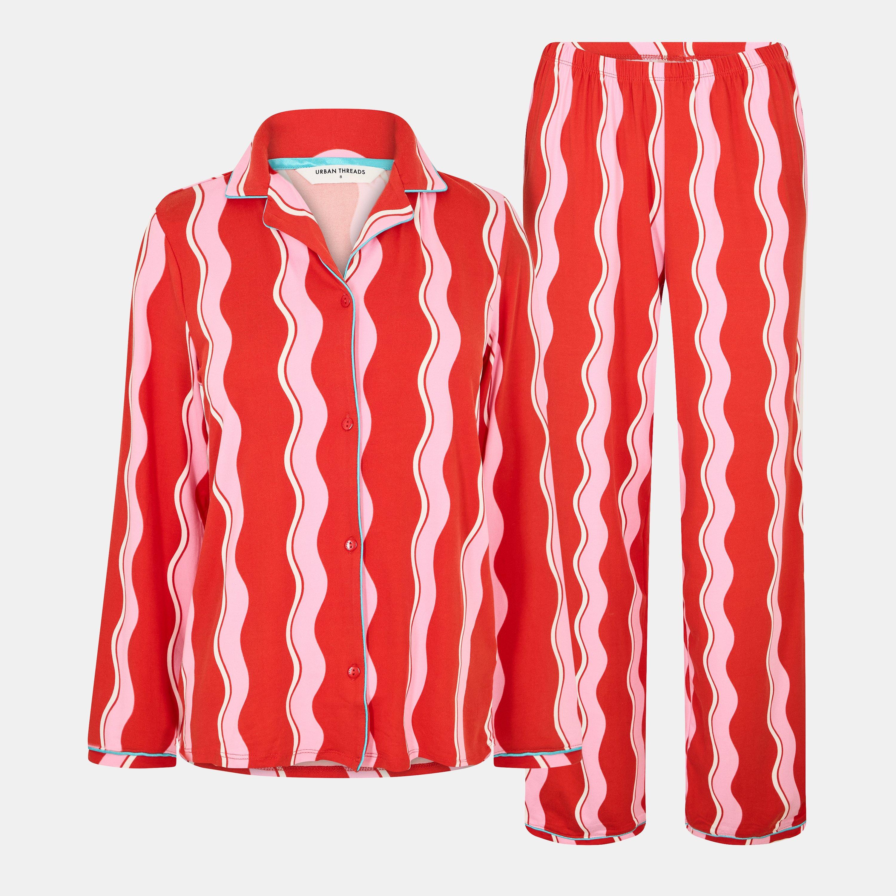 Pink Squiggles - Urban Threads - Women's Long-Sleeve Pyjama Set - 1