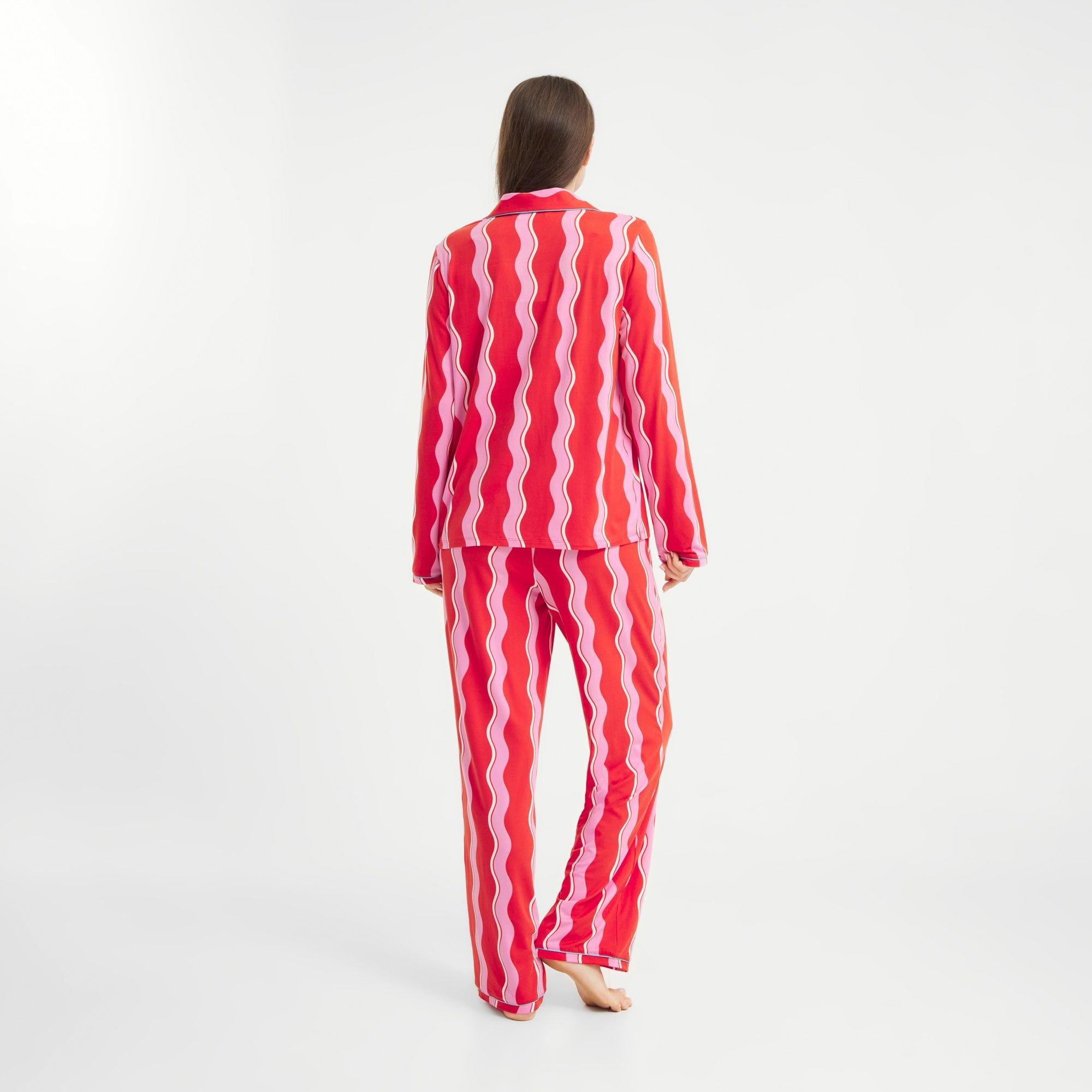 Pink Squiggles - Urban Threads - Women's Long-Sleeve Pyjama Set - 4