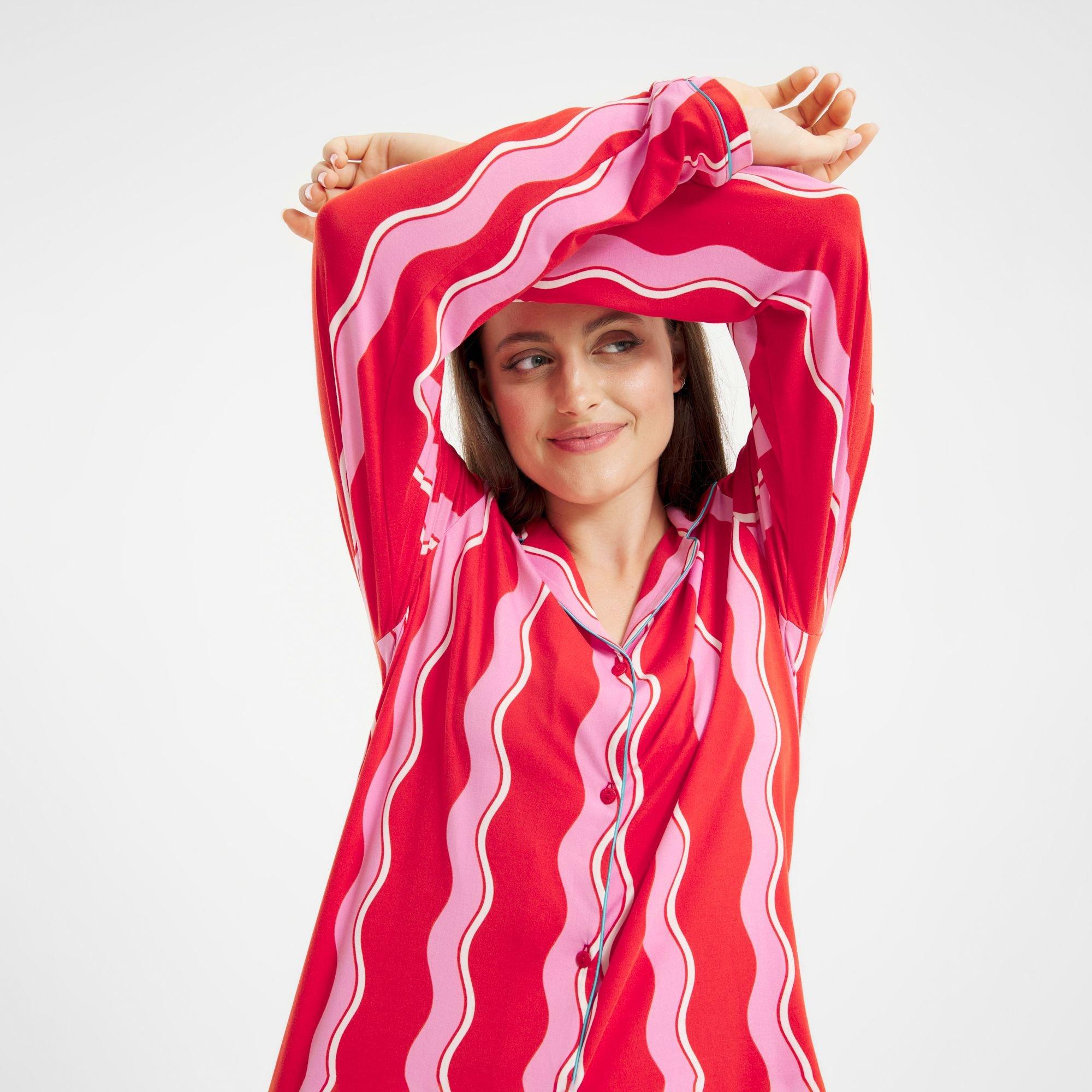 Pink Squiggles - Urban Threads - Women's Long-Sleeve Pyjama Set - 6