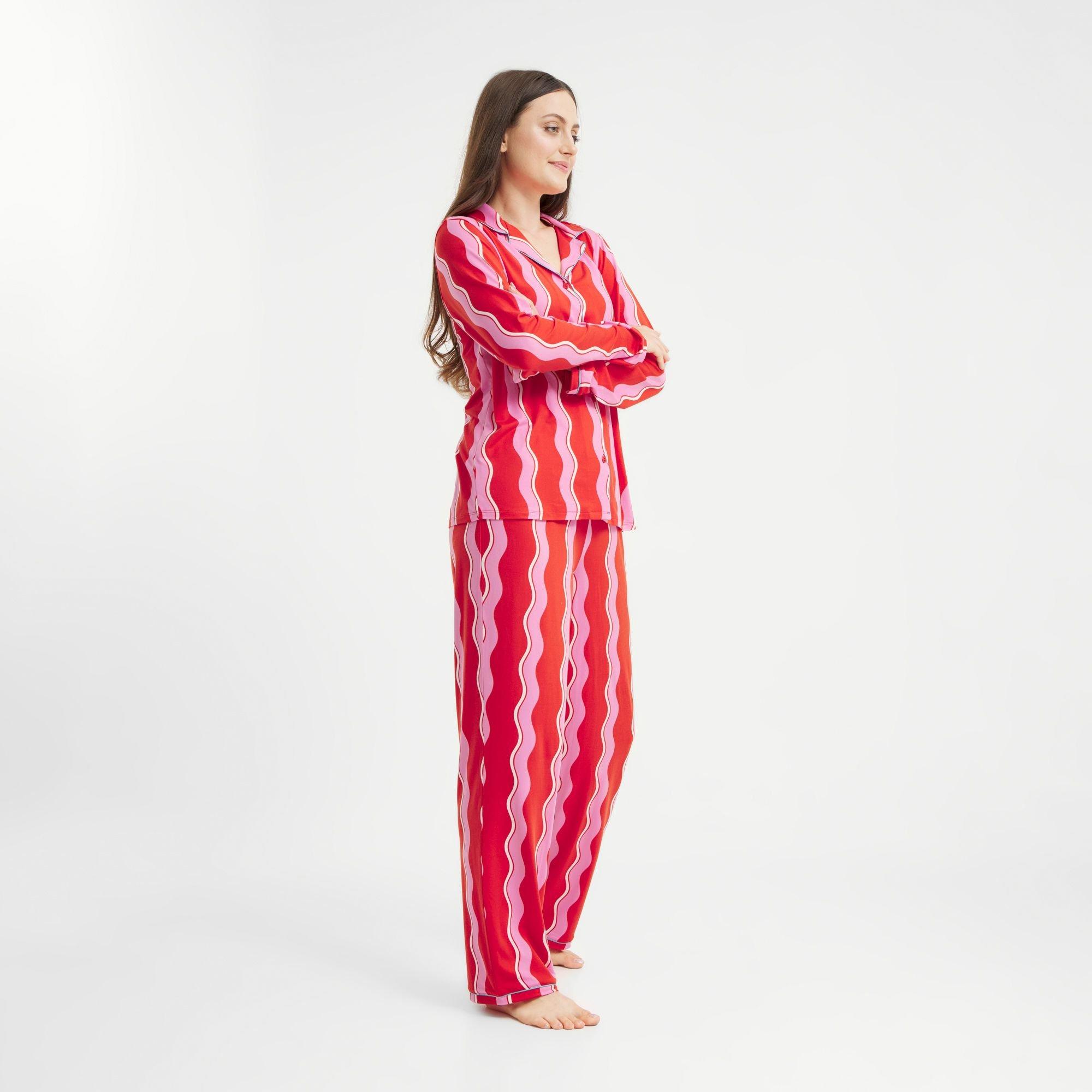 Pink Squiggles - Urban Threads - Women's Long-Sleeve Pyjama Set - 7