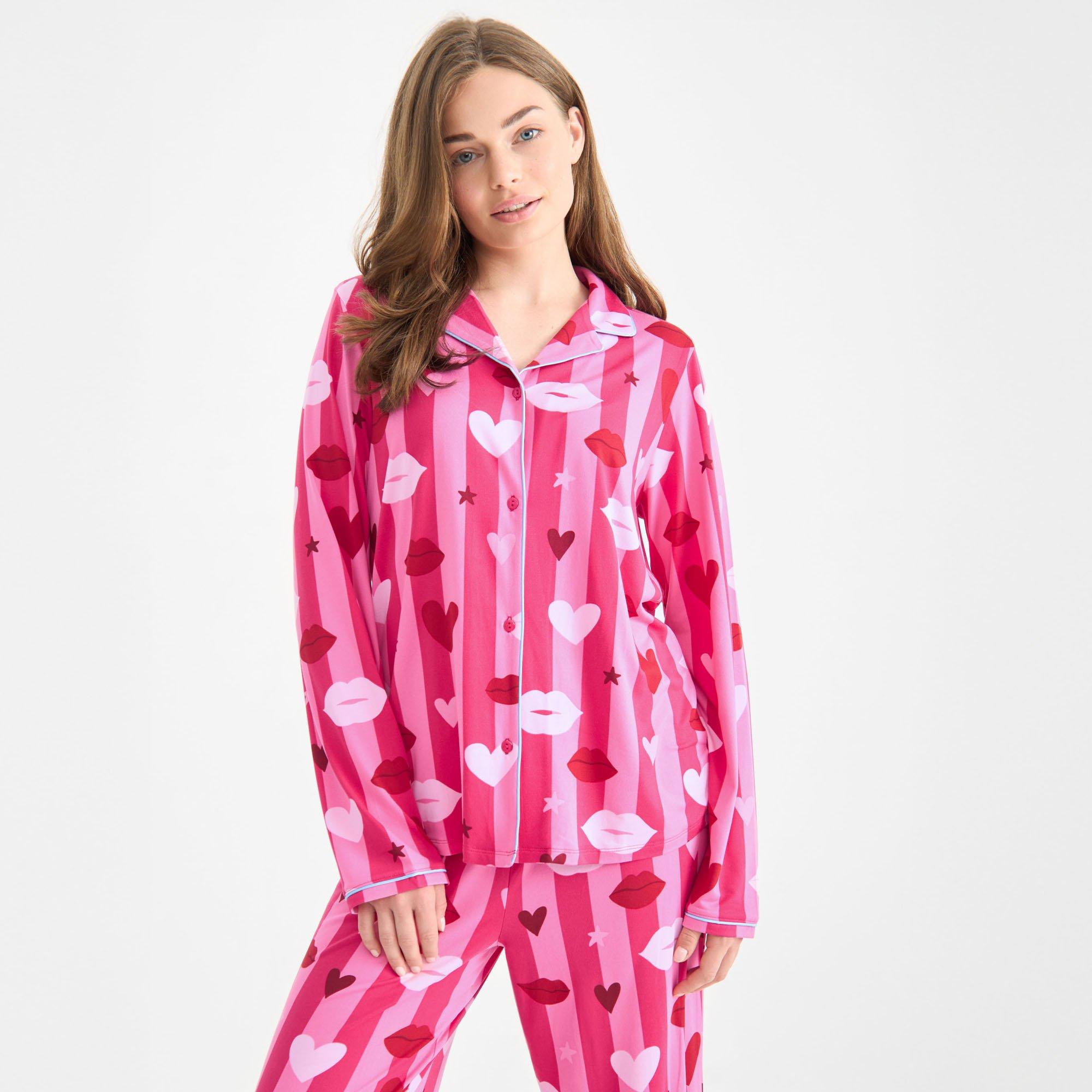 Pink Hrt Lips - Urban Threads - Women's Long-Sleeve Pyjama Set - 2