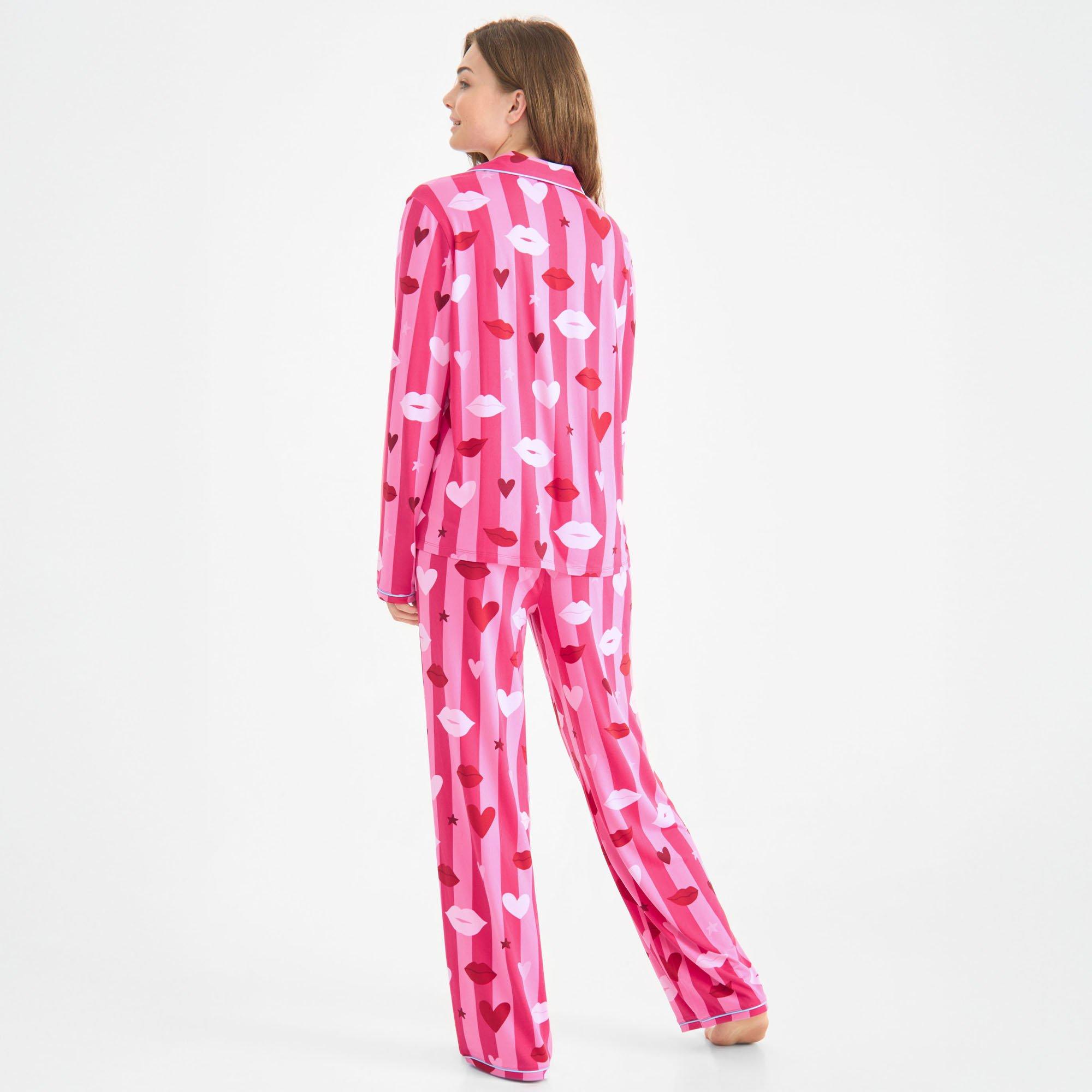 Pink Hrt Lips - Urban Threads - Women's Long-Sleeve Pyjama Set - 5