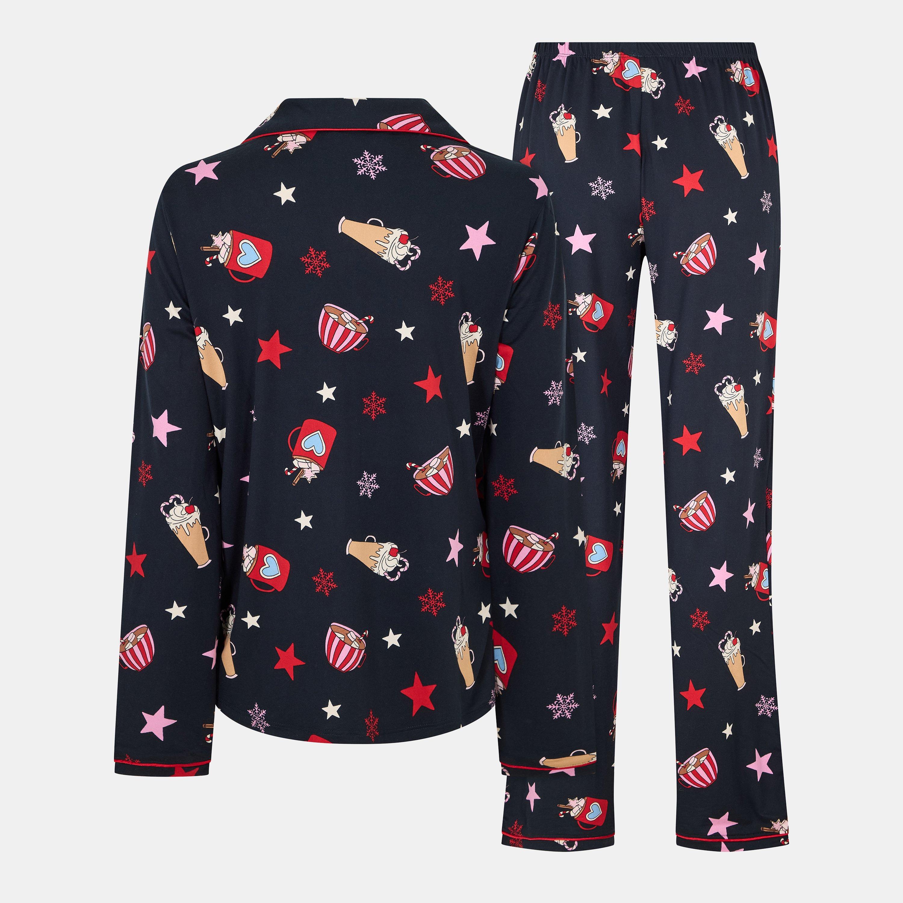 Navy Hot Choc - Urban Threads - Women's Long-Sleeve Pyjama Set - 2