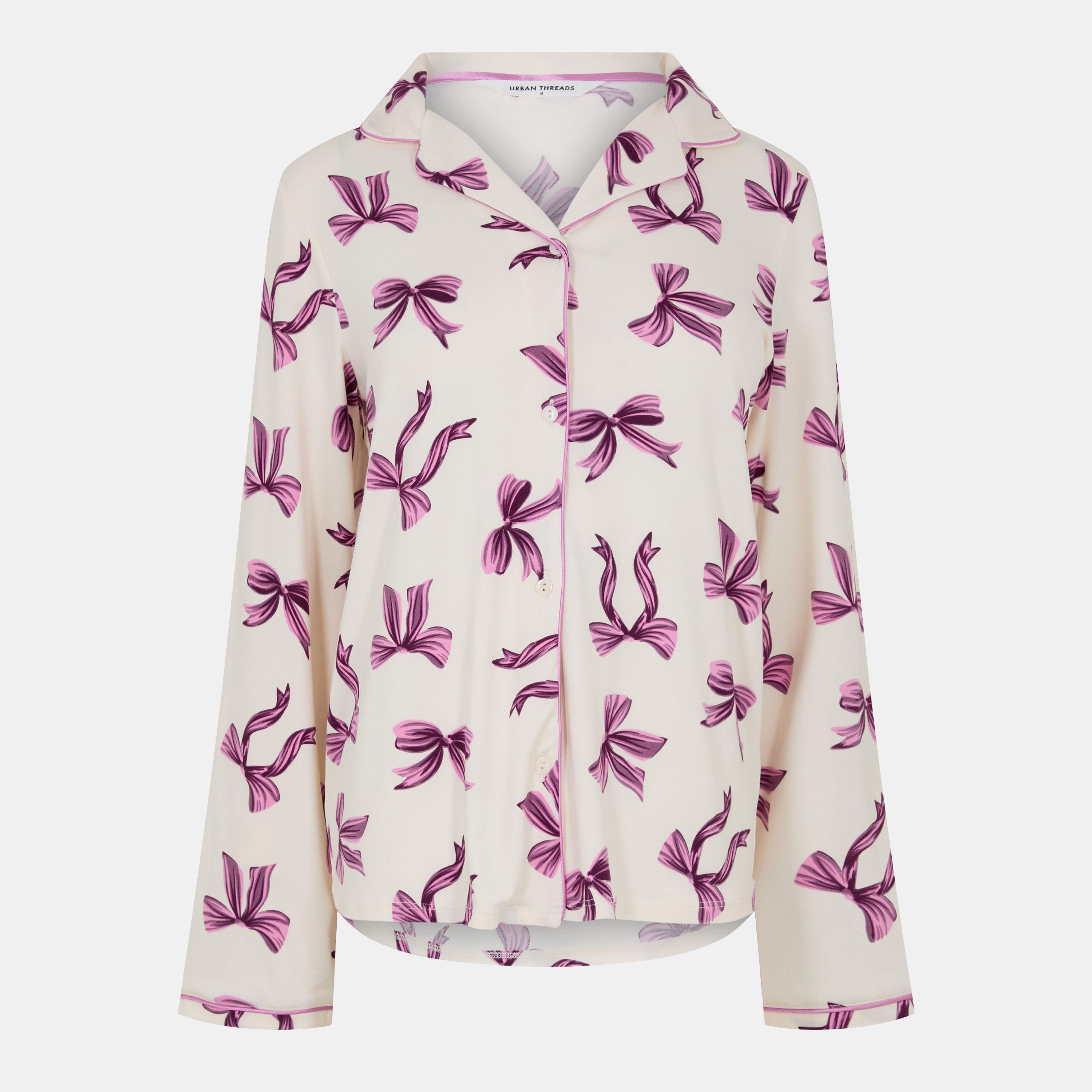 Purple Bows - Urban Threads - Women's Long-Sleeve Pyjama Set - 2