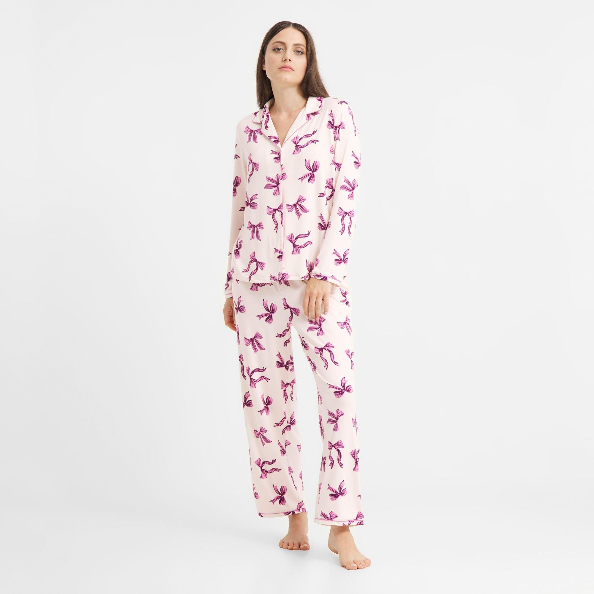Purple Bows - Urban Threads - Women's Long-Sleeve Pyjama Set - 3