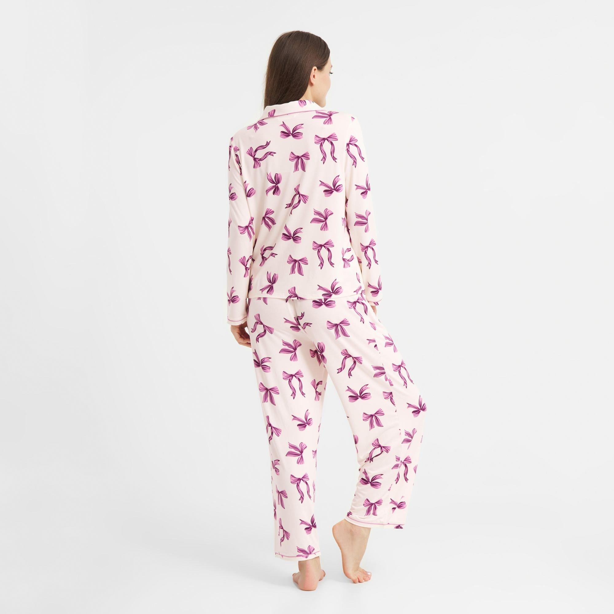 Purple Bows - Urban Threads - Women's Long-Sleeve Pyjama Set - 4