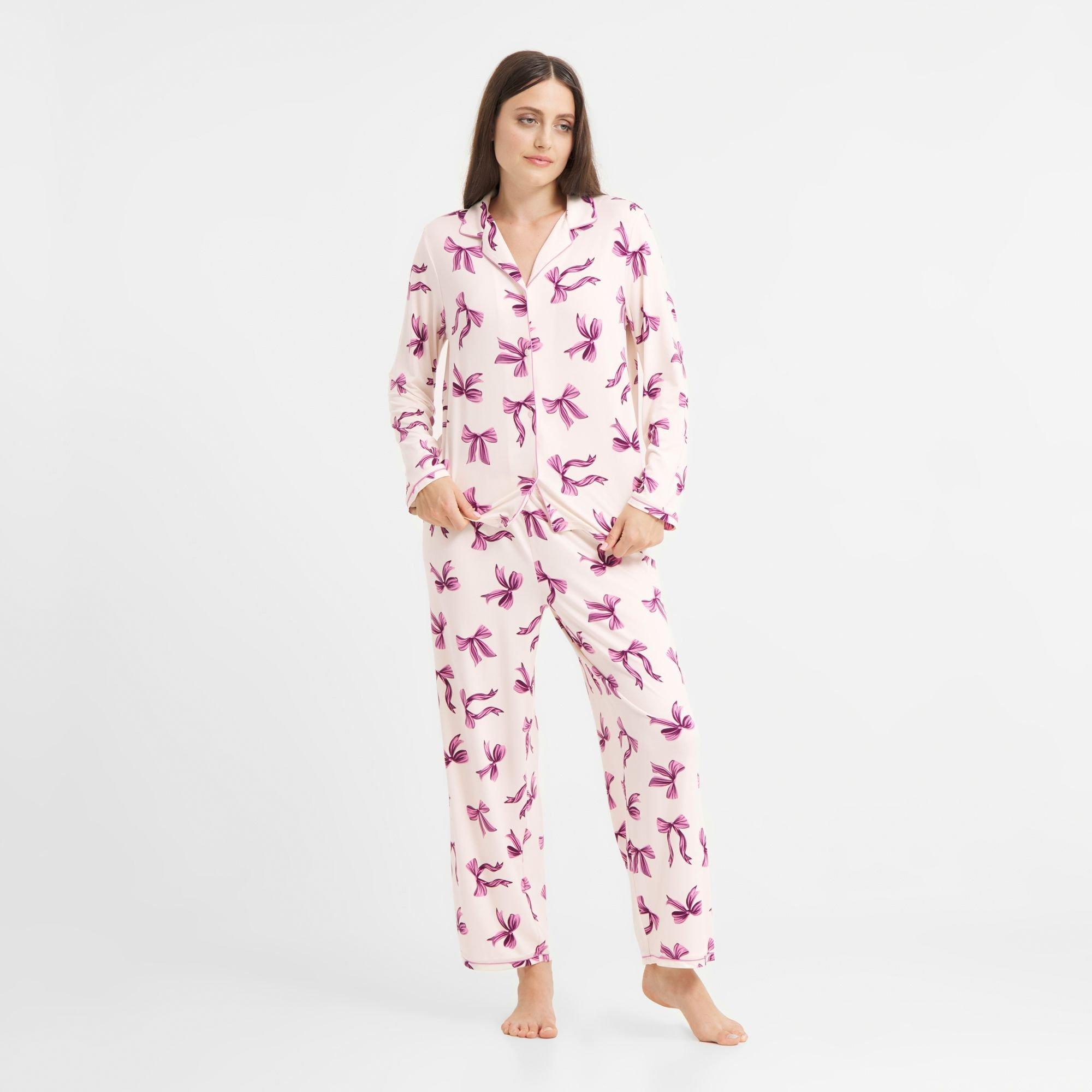 Purple Bows - Urban Threads - Women's Long-Sleeve Pyjama Set - 7