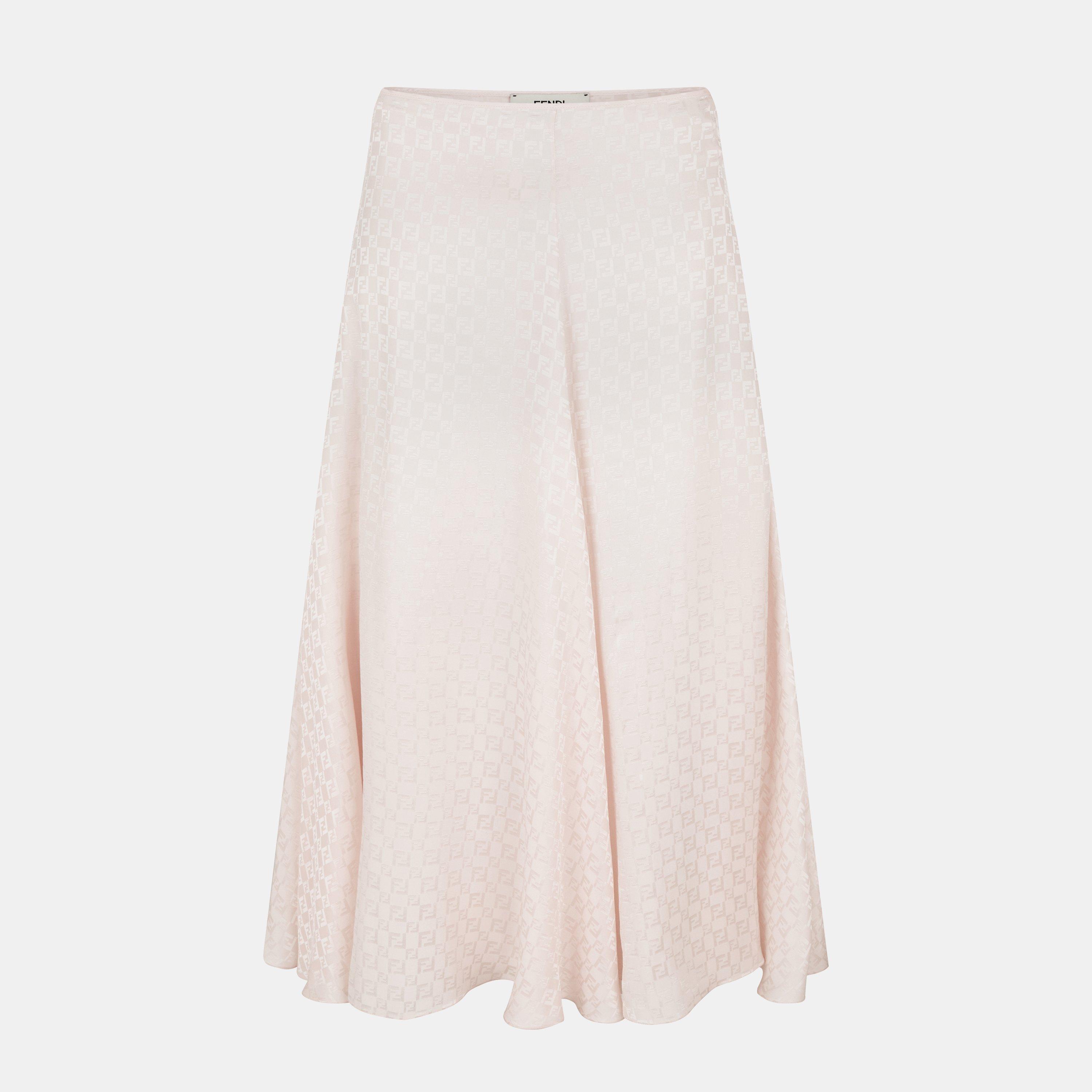 Fendi Jacquard Silk Skirt - Peach Sorbet - Size 40 (UK 8)