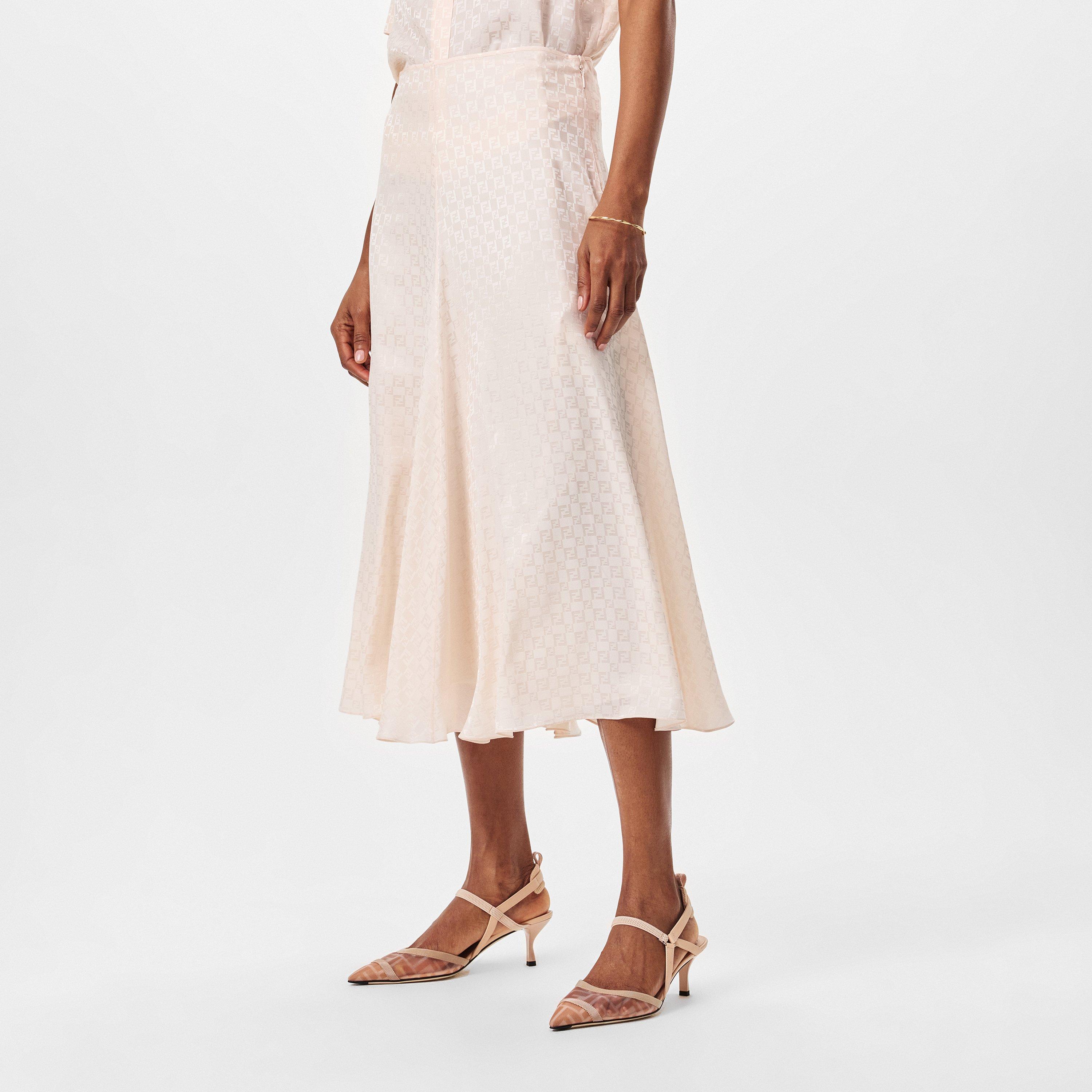 Peach Sorbet - Fendi - Jacquard Silk Skirt - 3