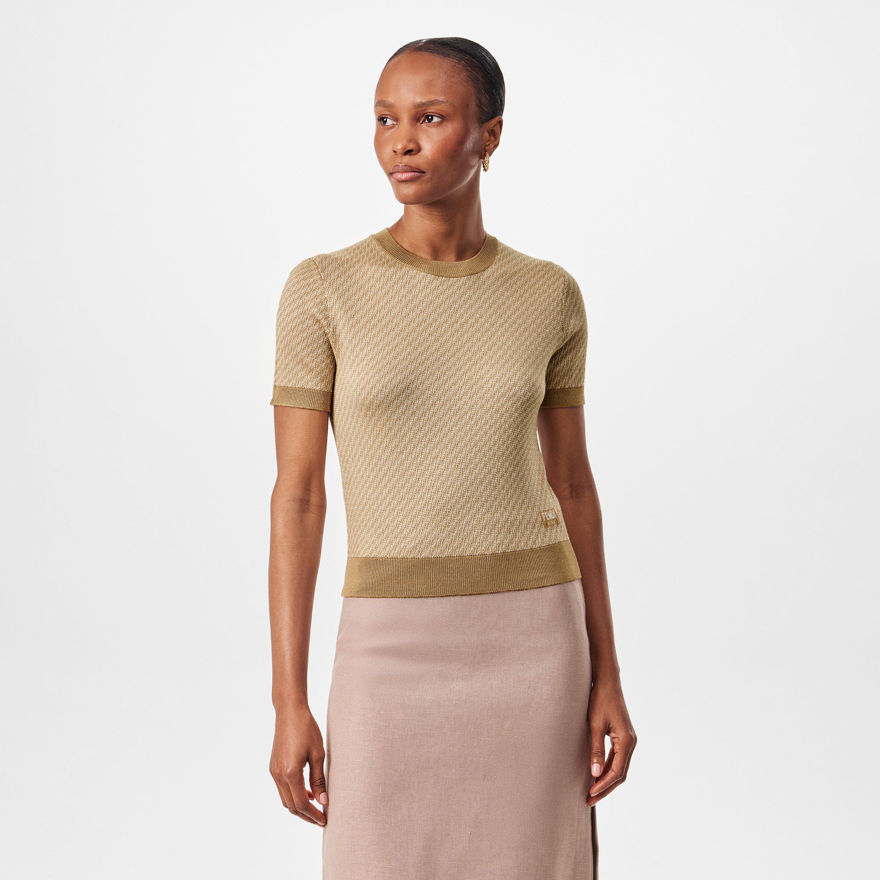 Brown - Fendi - Logo Short Sleeve Knit Jumper - 3