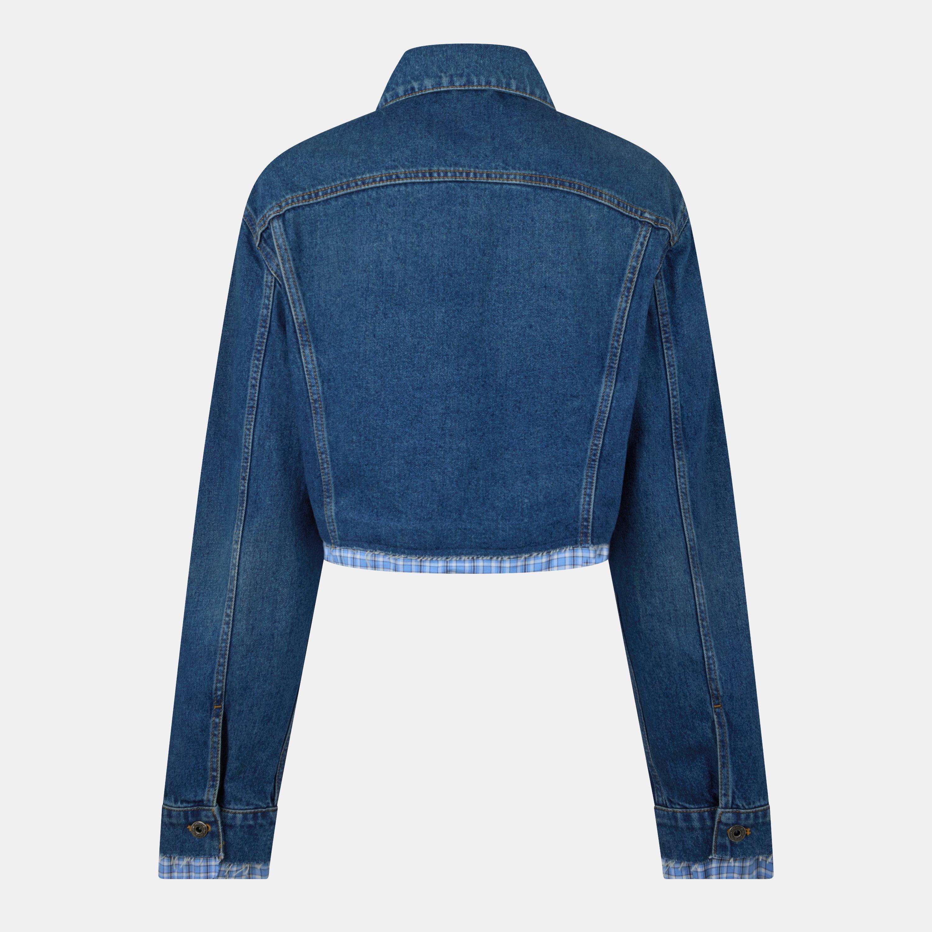 Bleu - Miu Miu - Women's  Cotton Long Sleeve Denim Jacket - 2