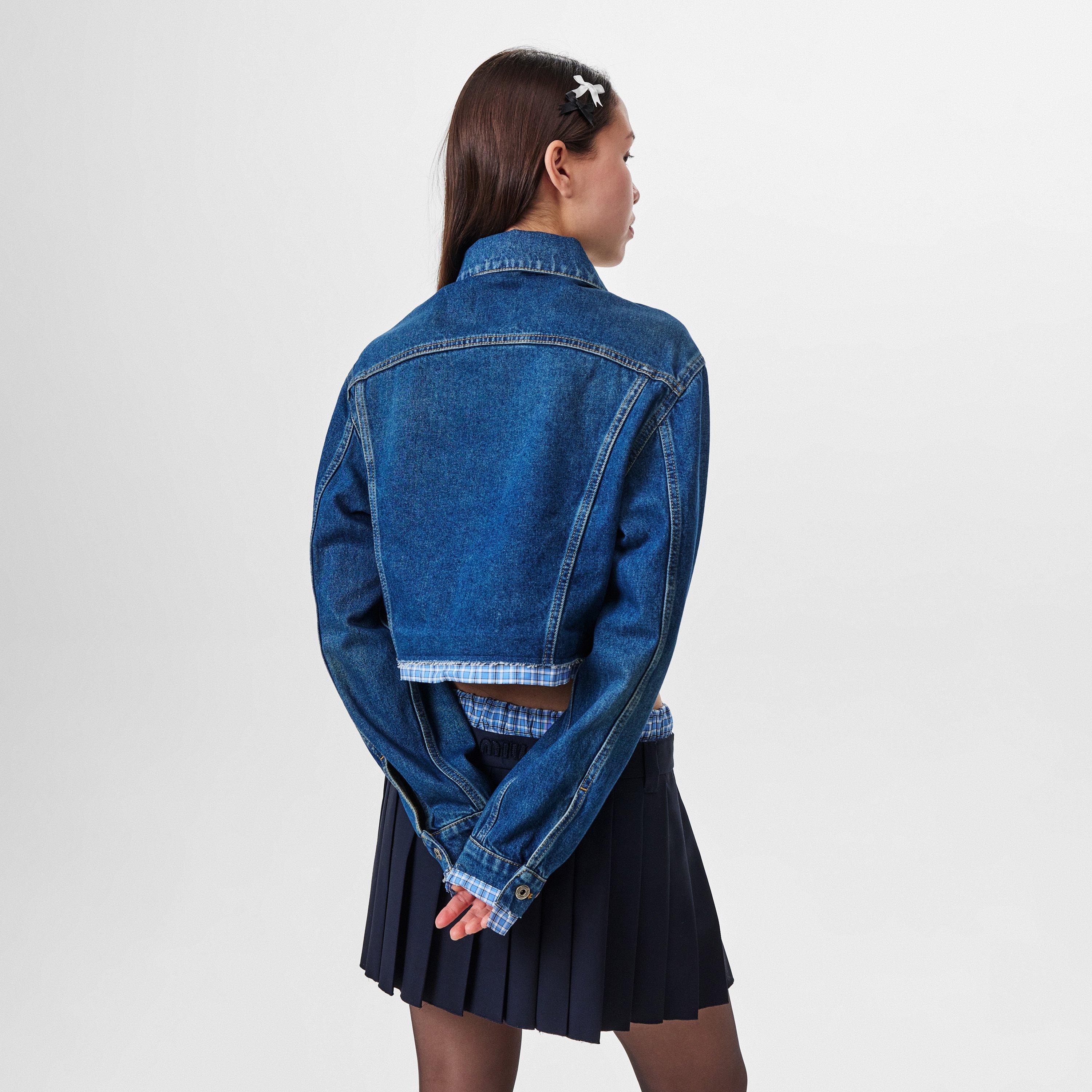 Bleu - Miu Miu - Women's  Cotton Long Sleeve Denim Jacket - 4