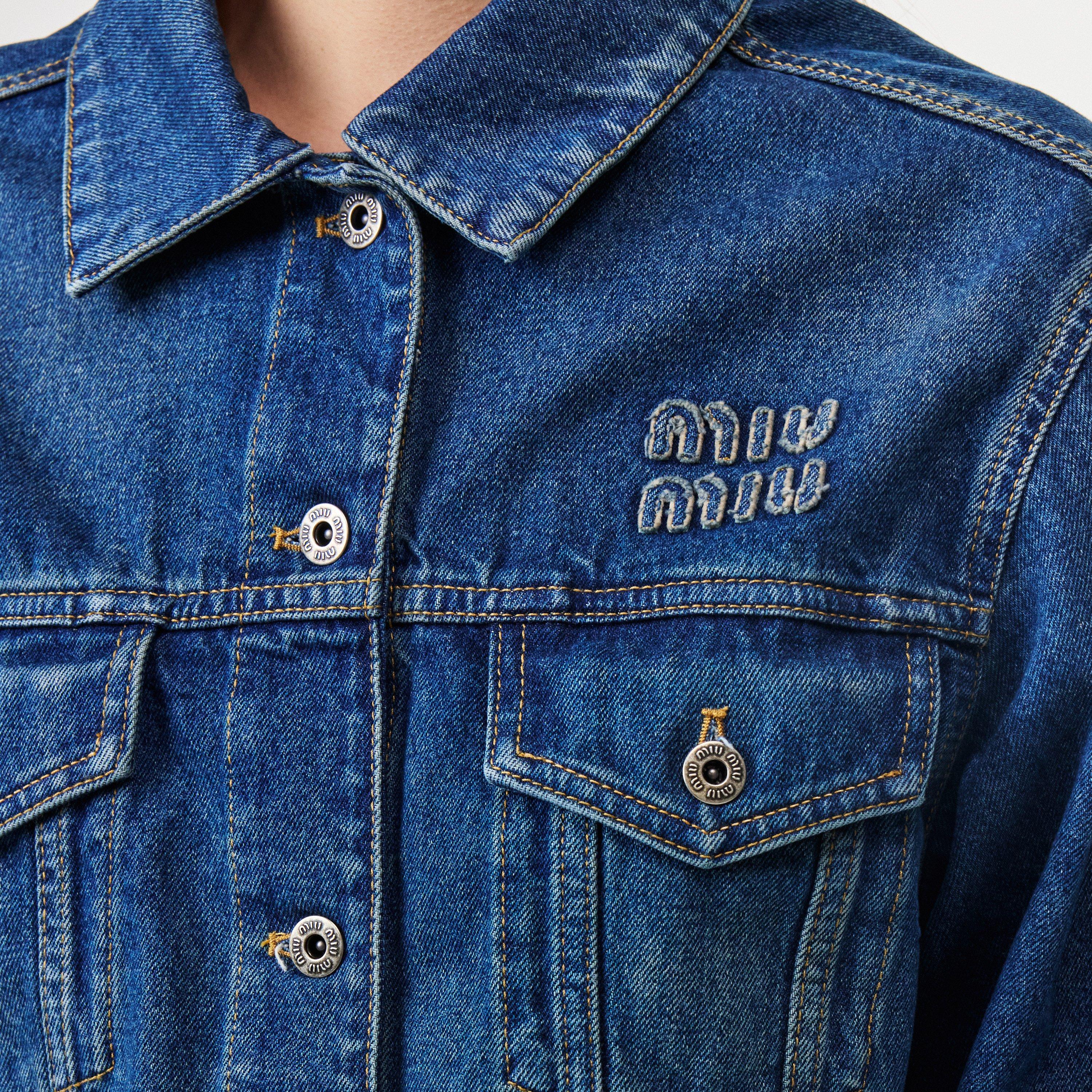 Bleu - Miu Miu - Women's  Cotton Long Sleeve Denim Jacket - 5