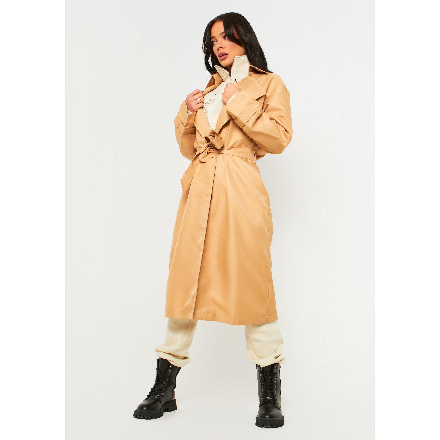 Missy Empire | Women's Classic Longline Tie Waist Belt Trench Coat ...