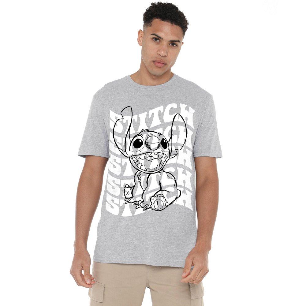 Grey - Disney - Lilo & Stitch Sketch Name Repeat Mens T-Shirt Grey - 1