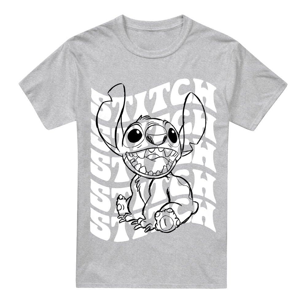 Grey - Disney - Lilo & Stitch Sketch Name Repeat Mens T-Shirt Grey - 4