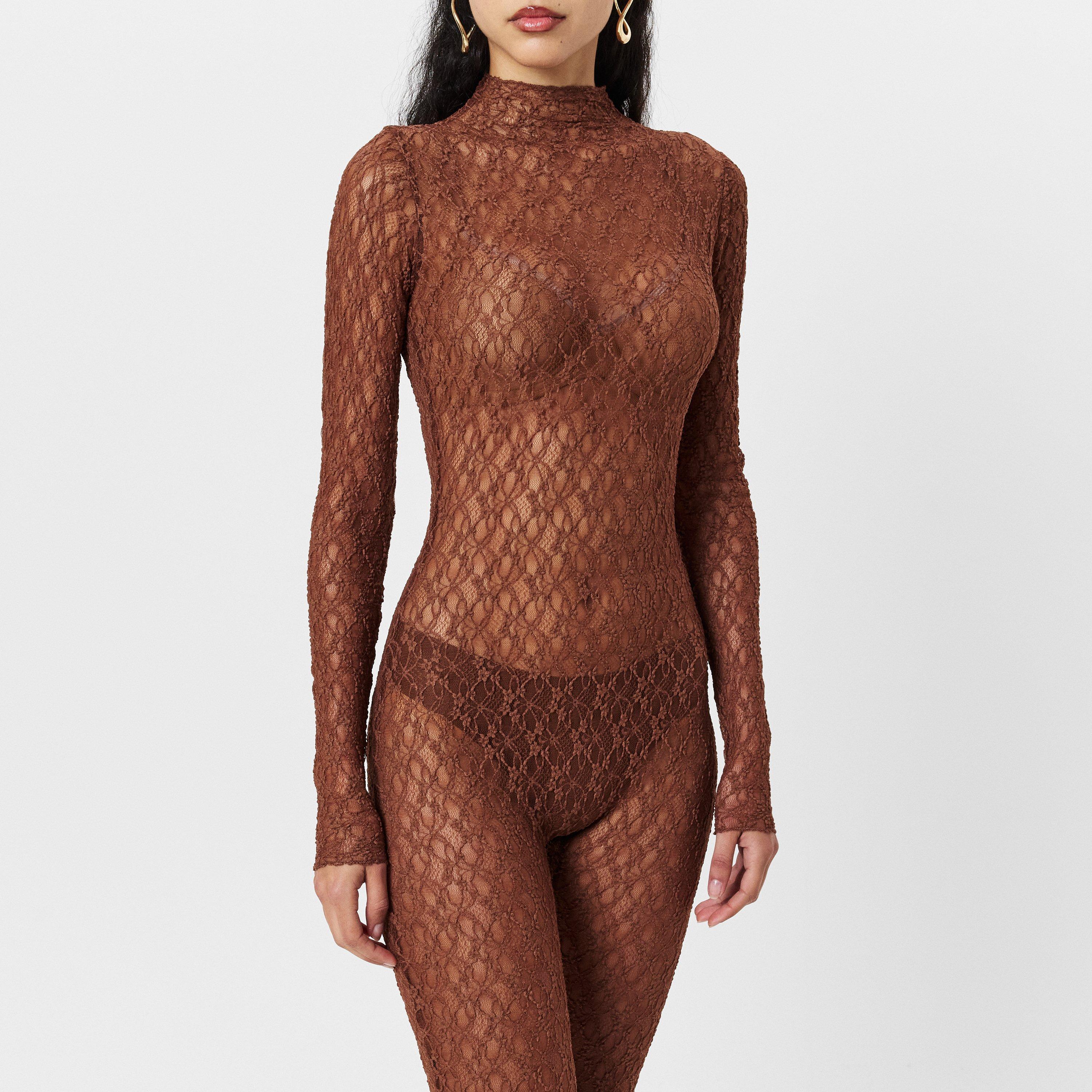 Brwn Sugar - Naked Wardrobe - Stretch Lace Stirrup Jumpsuit - 3