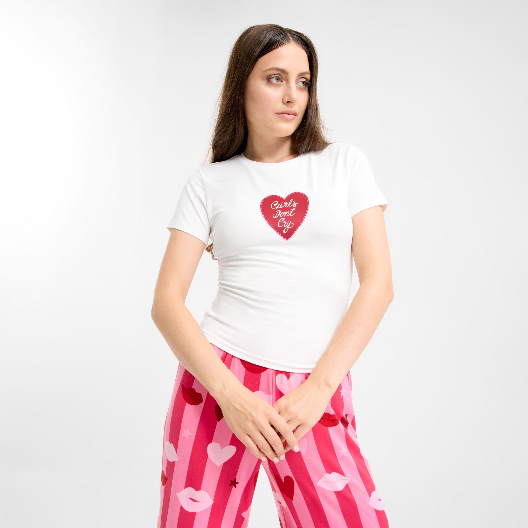 White - Urban Threads - Women's Pyjama Short Sleeve Top - 3