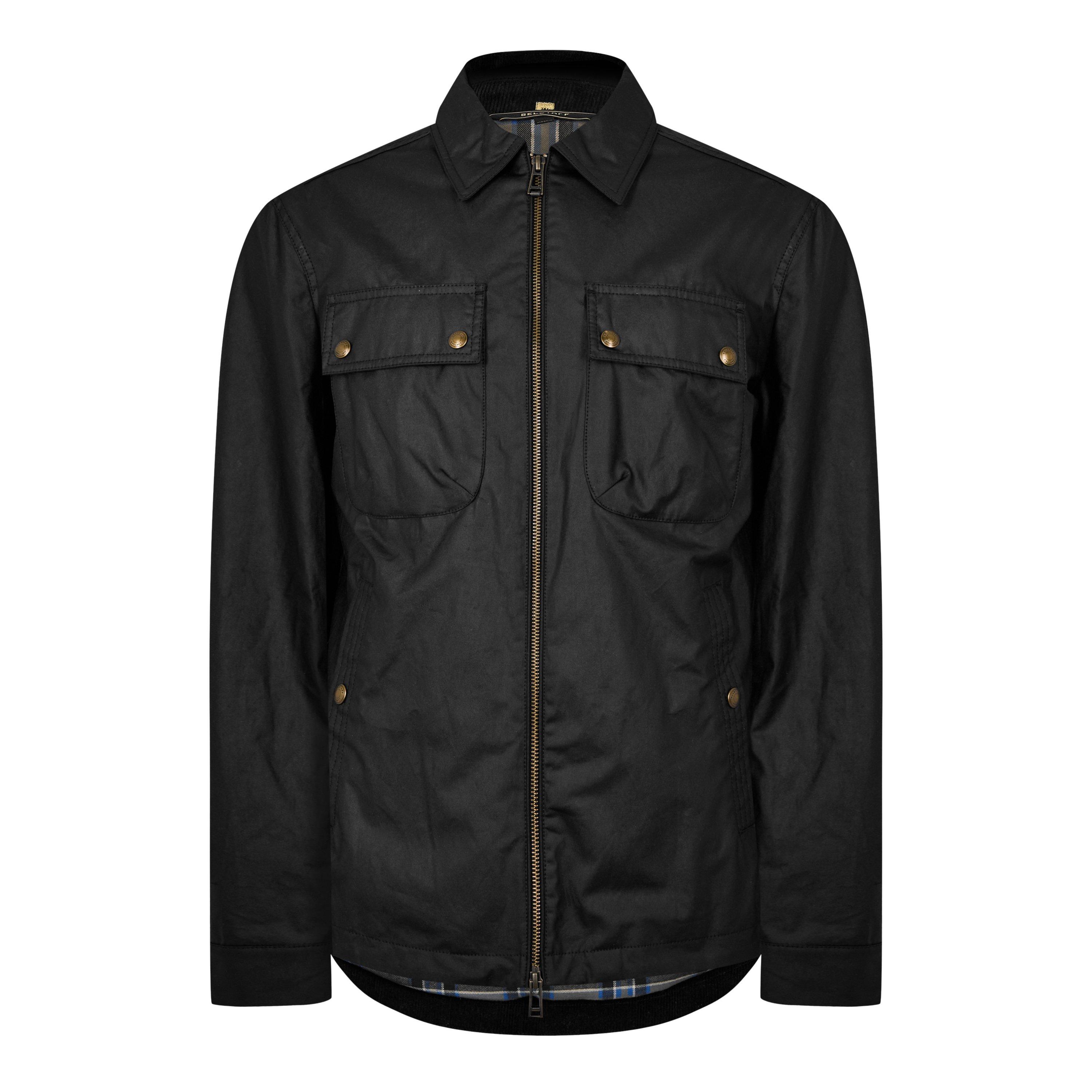 Black - Belstaff - Men's Tour Waxed Cotton Waterproof Long Sleeve Overshirt - 7