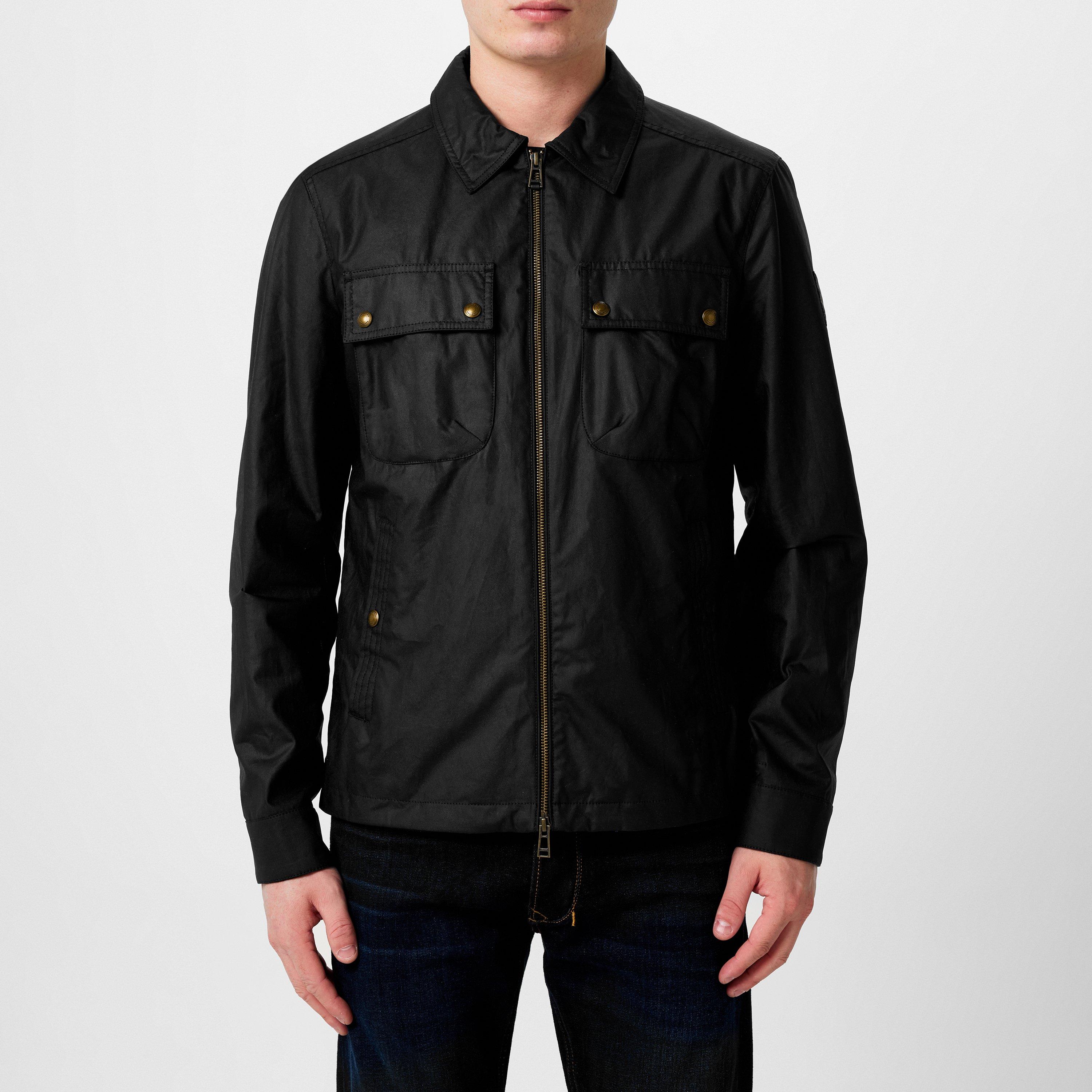 Black - Belstaff - Men's Tour Waxed Cotton Waterproof Long Sleeve Overshirt - 3