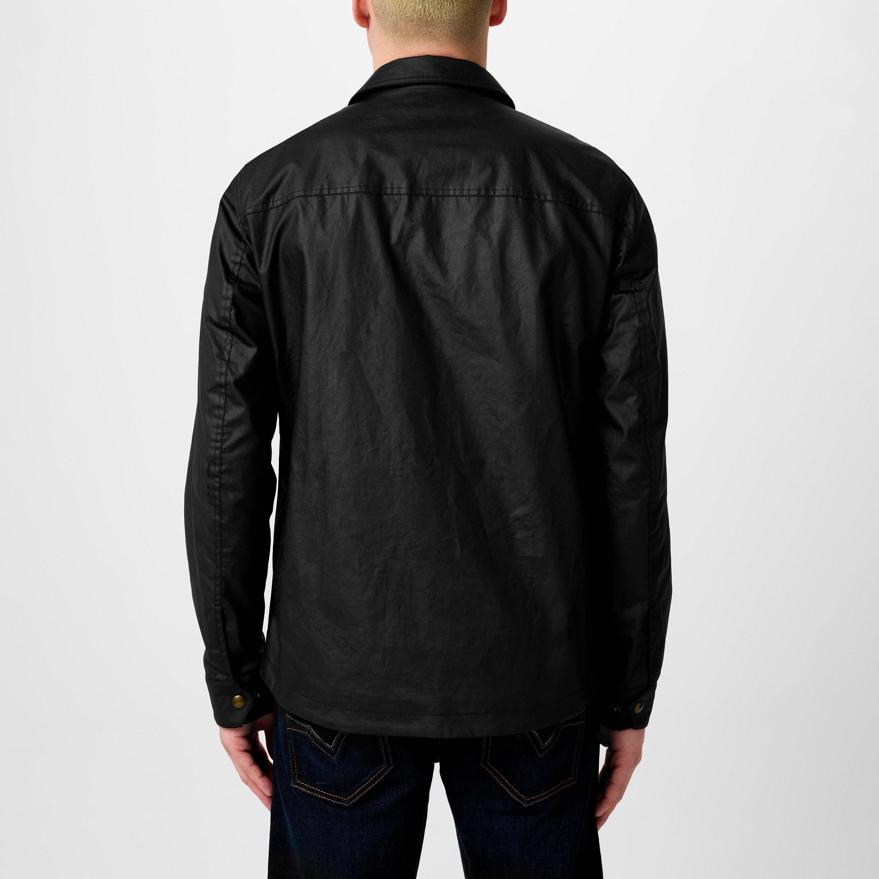 Black - Belstaff - Men's Tour Waxed Cotton Waterproof Long Sleeve Overshirt - 4