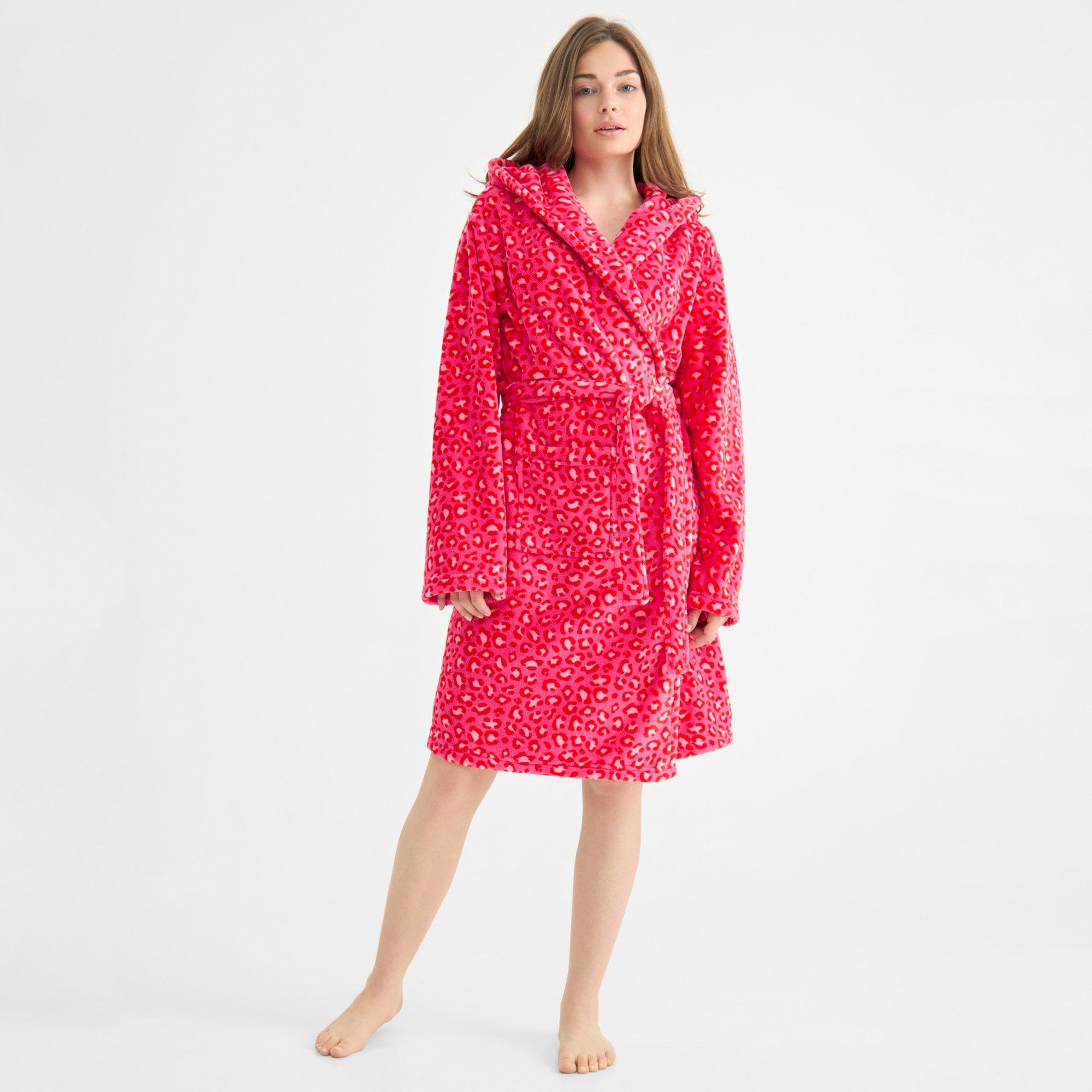 Pink Leopard - Urban Threads - Women's Fleece Dressing Gown - 1