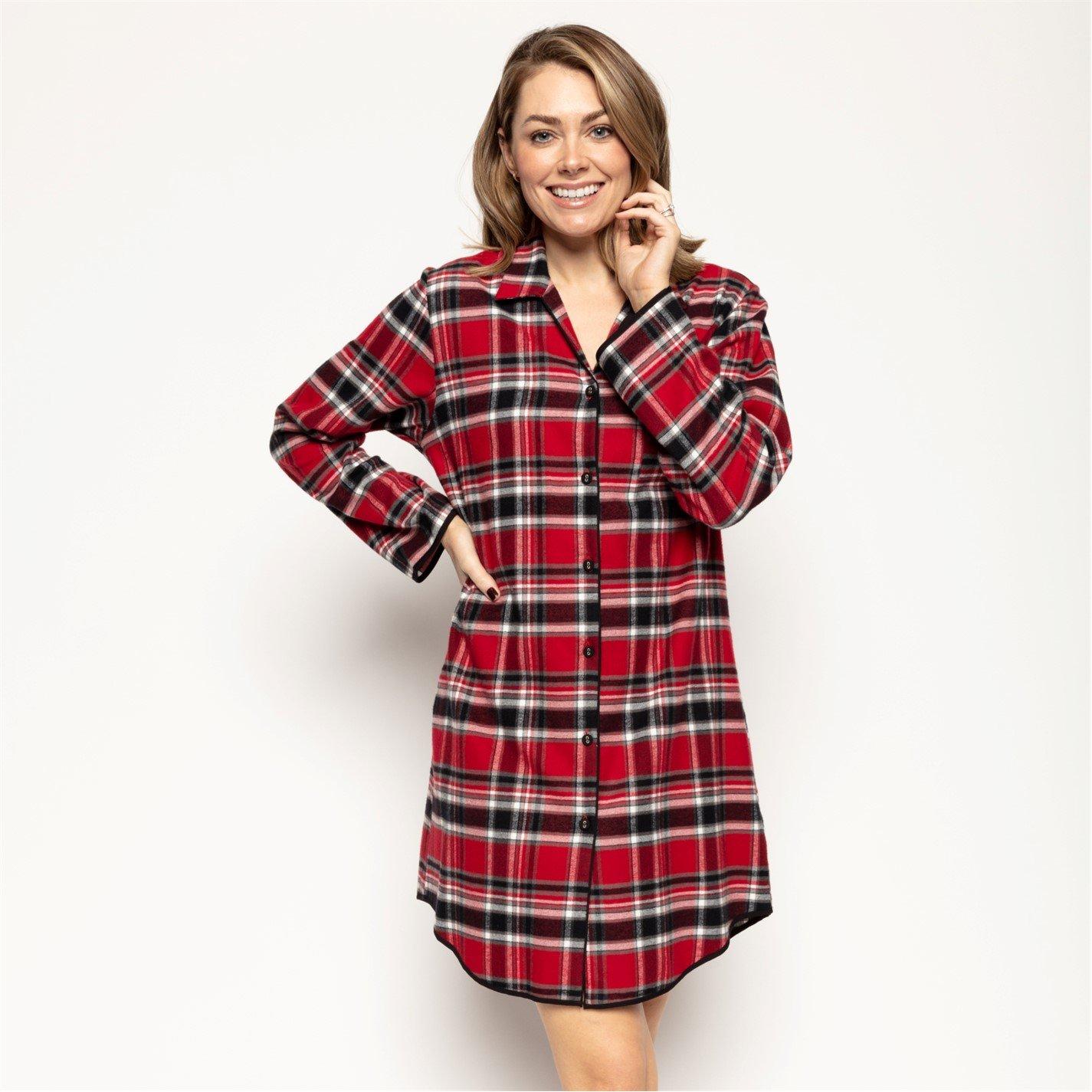 Red Check - Cyberjammies - Women's Windsor Super Cosy Check Nightshirt - 1
