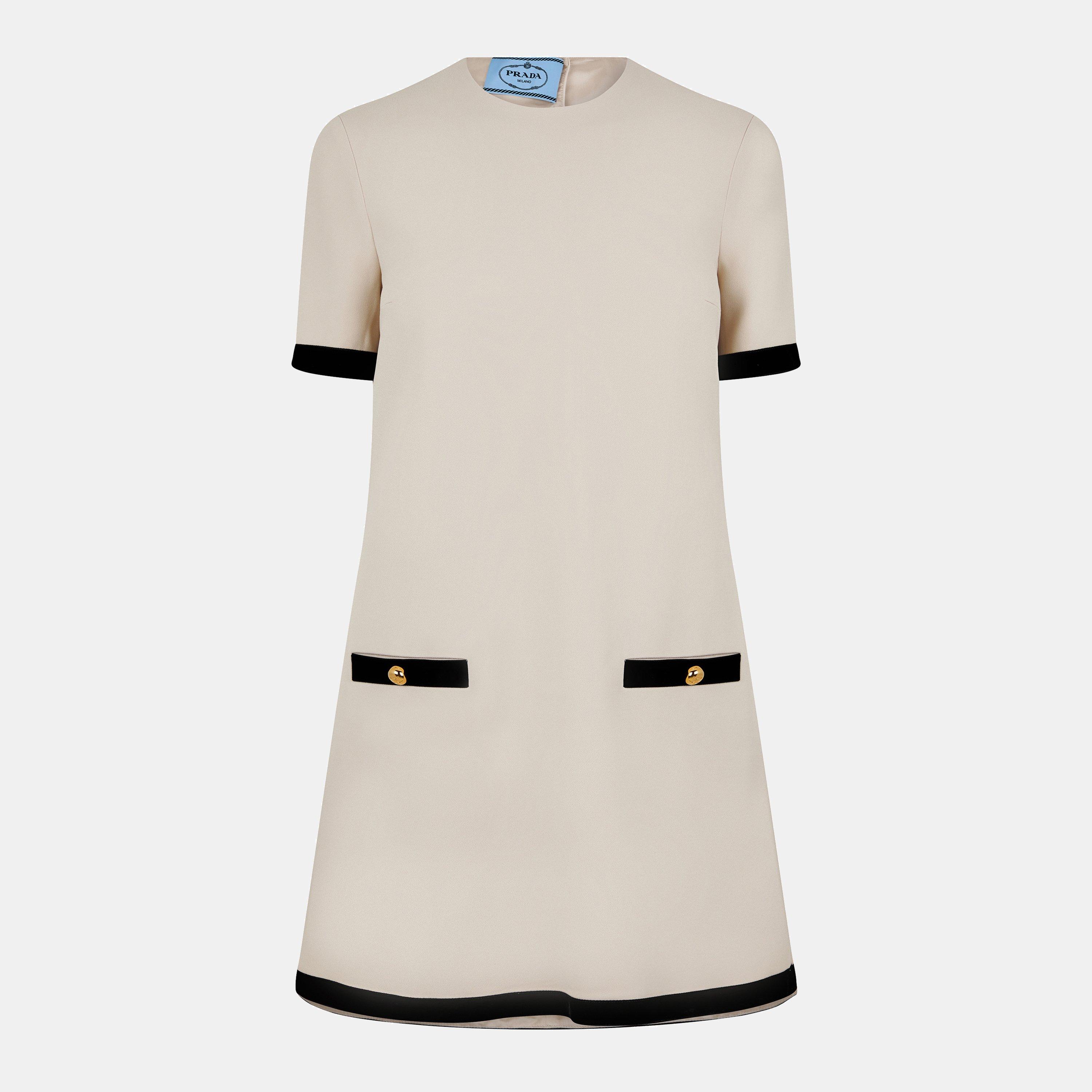 Prada Sable Mini Dress - Naturale - Size 10 (42)