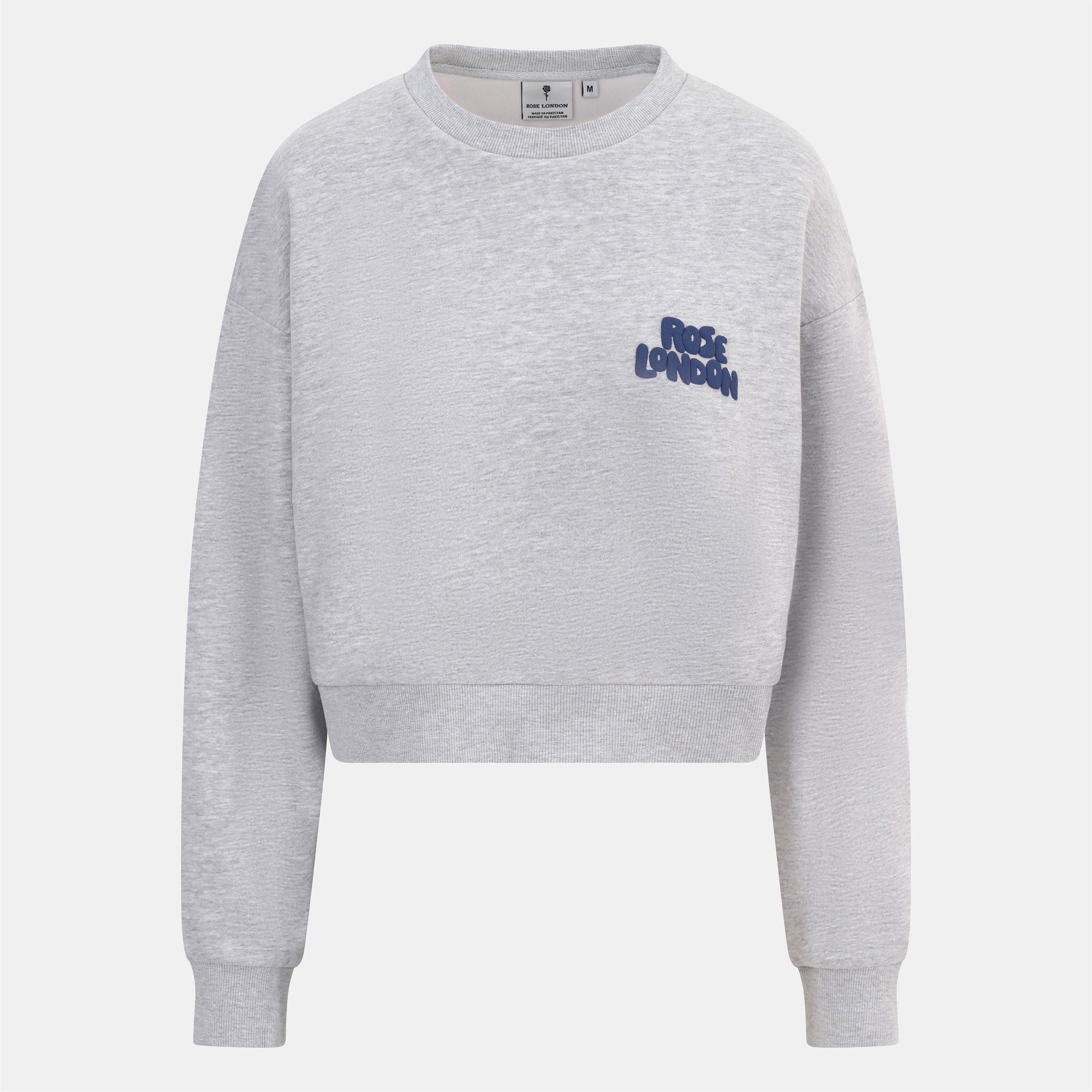 Grey Marl - Rose London - All Love Crop Sweatshirt Junior Girls - 1