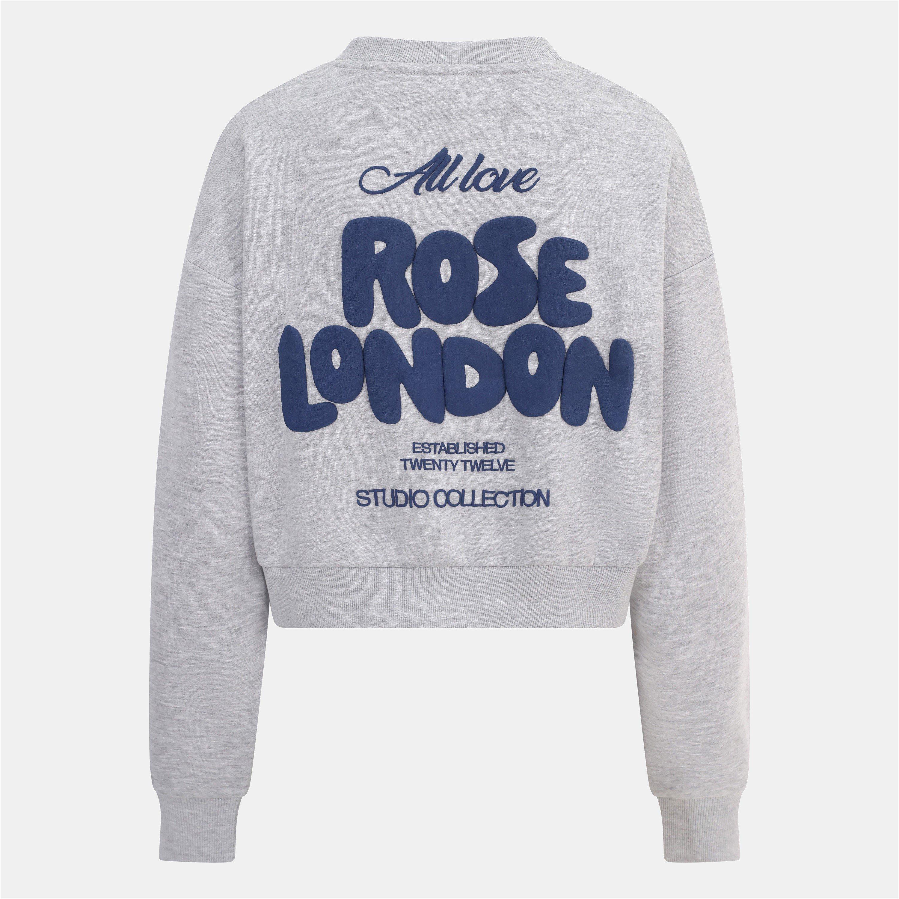 Grigio Marl - Rose London - London All Love Crop Sweatshirt - 2