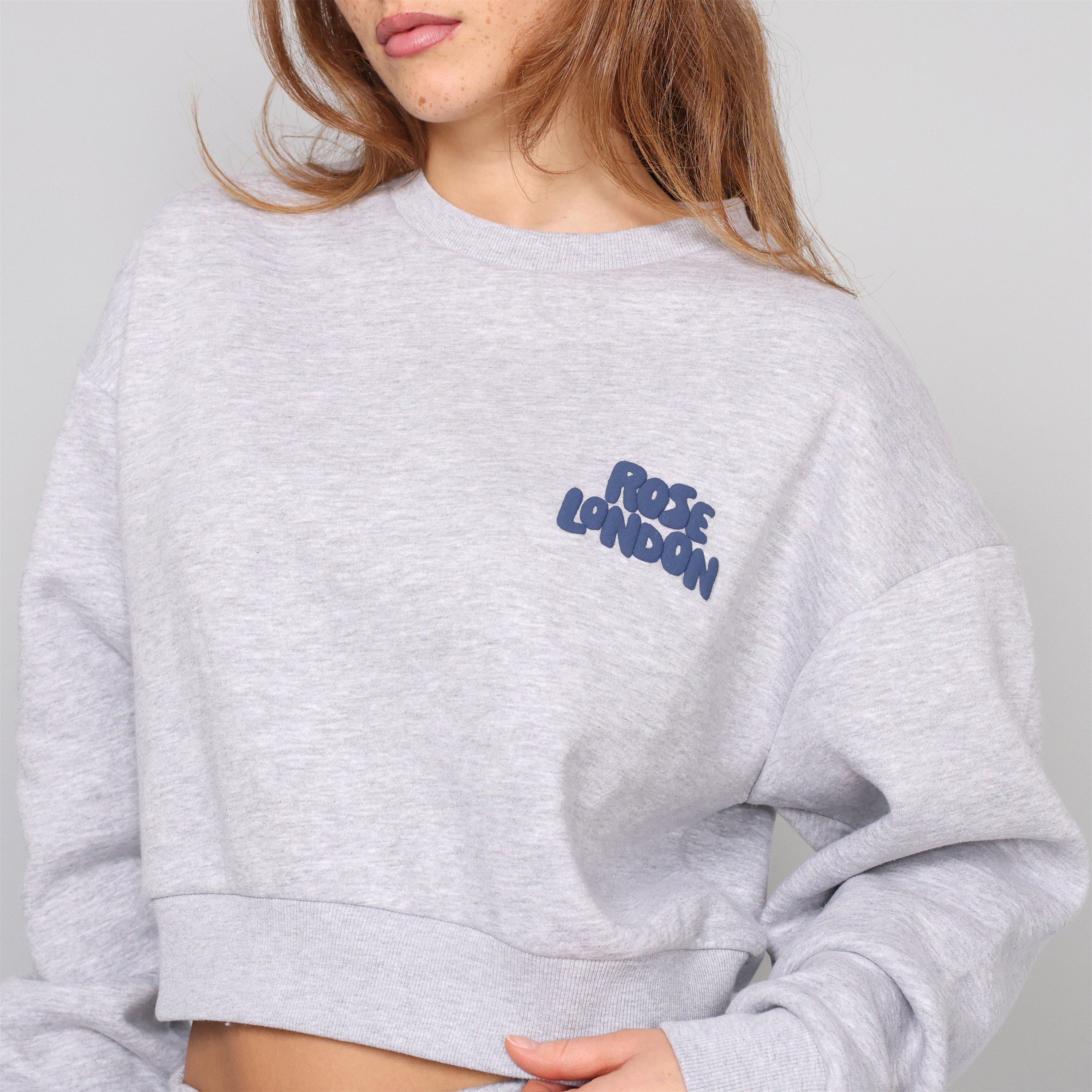 Grigio Marl - Rose London - London All Love Crop Sweatshirt - 5