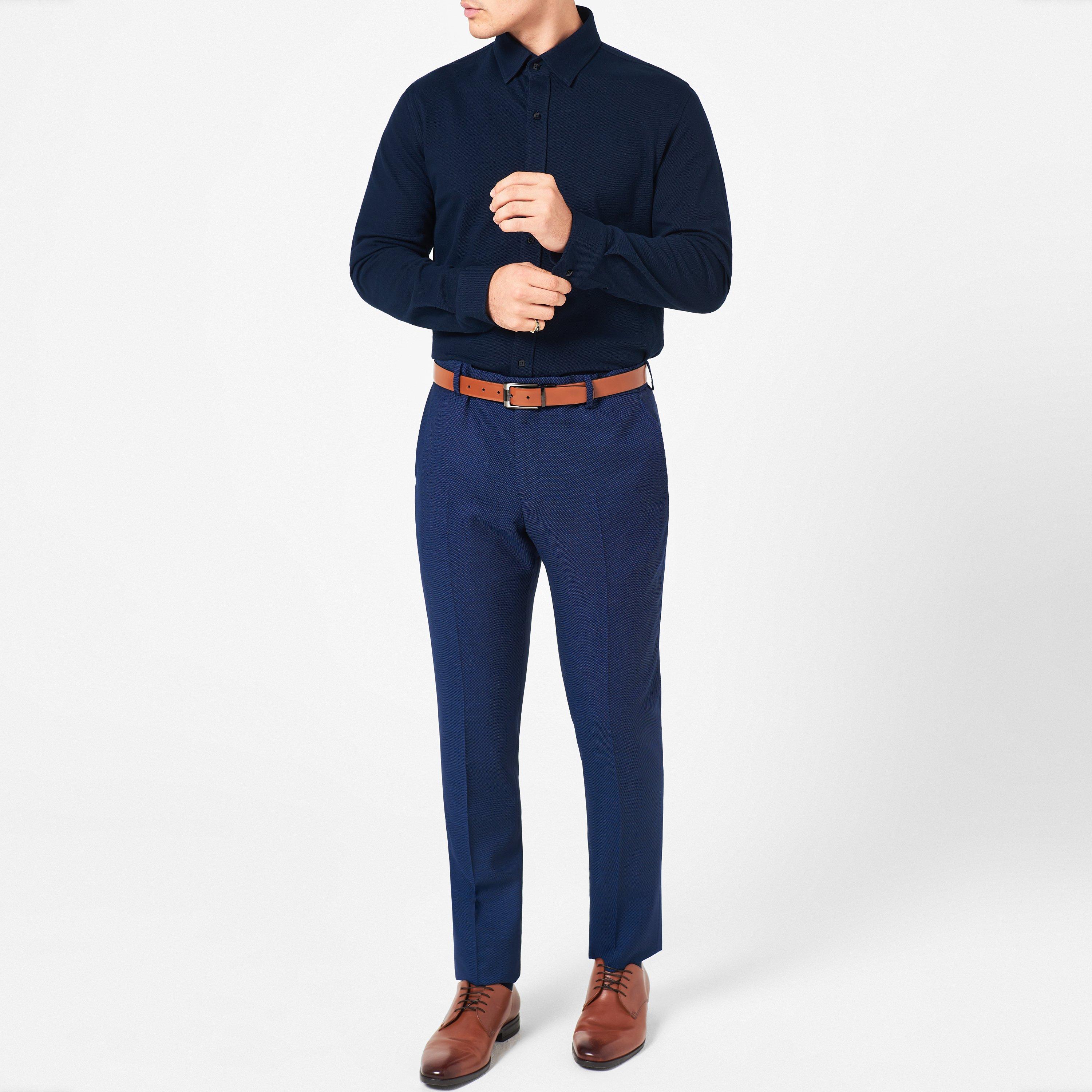 Navy - Without Prejudice - Cotleigh Navy Slim Fit Jersey Shirt - 2